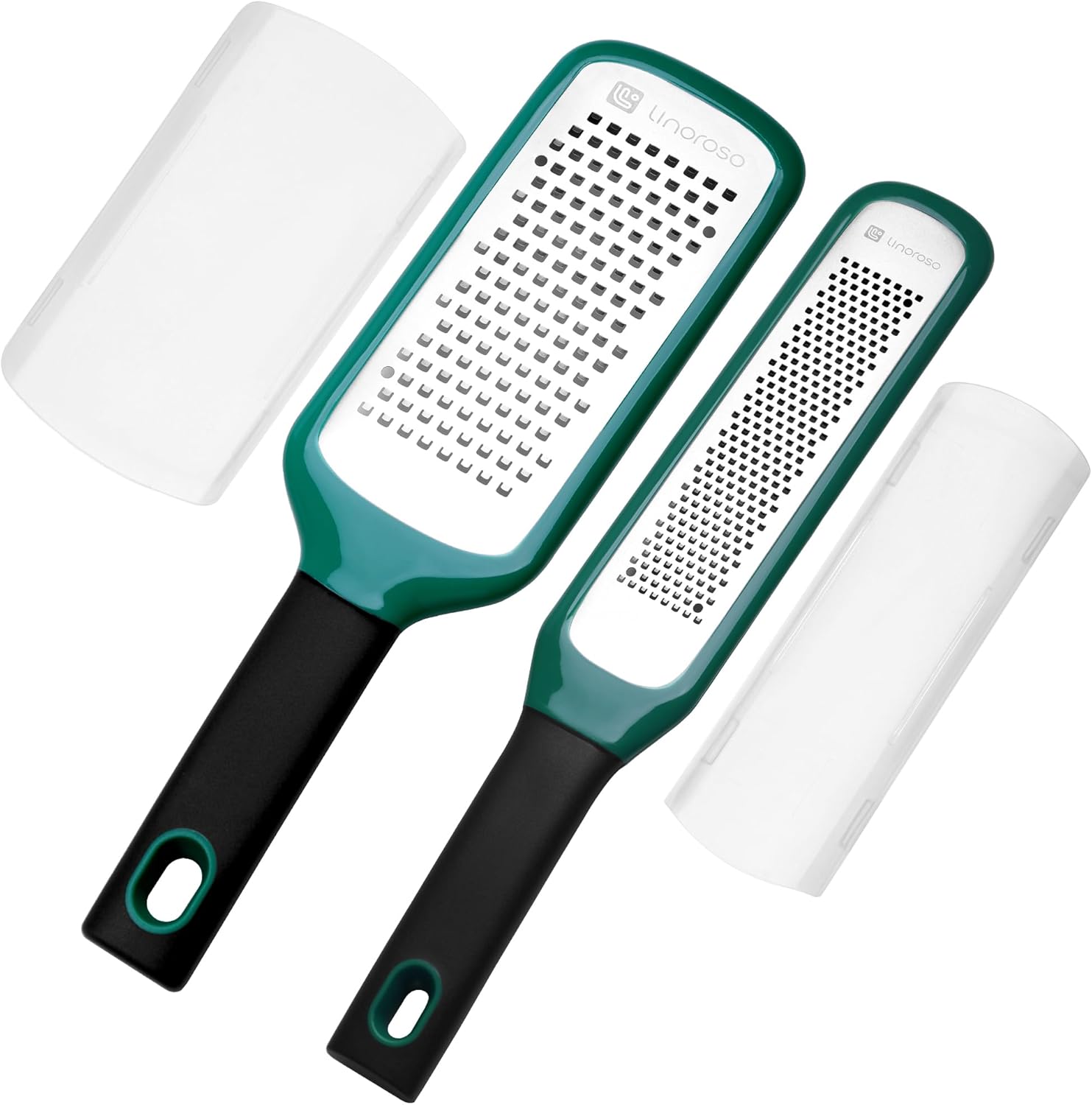 linoroso Lemon Zester & Cheese Grater Set of 2 – Kitchen Handheld Grater Tool for Cheese, Garlic, Ginger, Nutmeg, Chocolate, Fruits – Razor Sharp Stainless Steel Blade with Protective Cover linoroso Lemon Zester & Cheese Grater Set of 2 – Kitchen Handheld Grater Tool for Cheese, Garlic, Ginger, Nutmeg, Chocolate, Fruits – Razor Sharp Stainless Steel Blade with Protective Cover