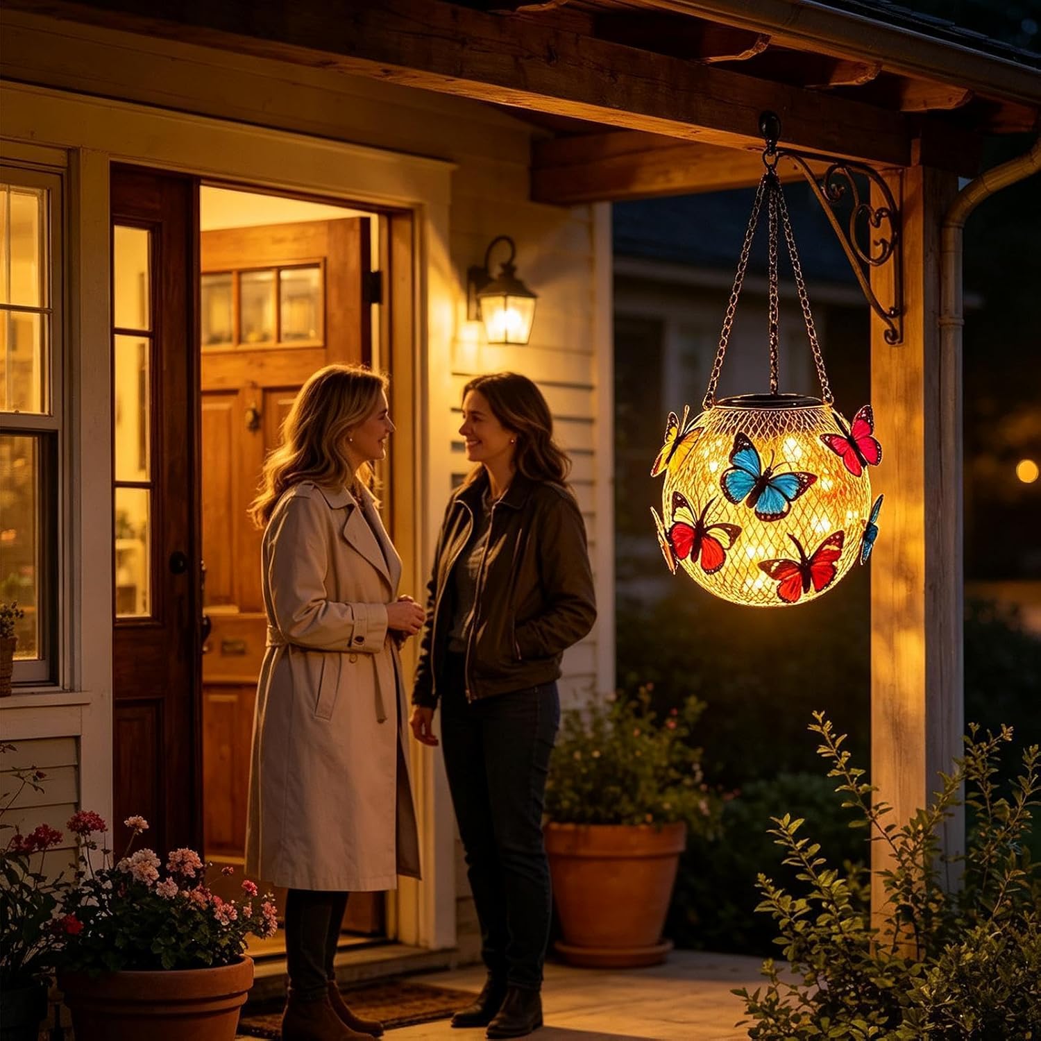 Solar Lantern Outdoor, with 3D Butterfly Pendants, 1 Piece, Waterproof image 3