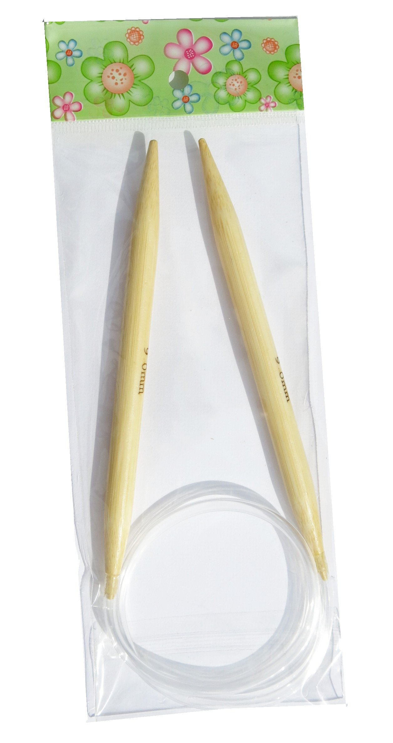 Adf Tm Natural One Pair 24'' (60Cm) X 9Mm Bamboo Circular Knitting Needles
