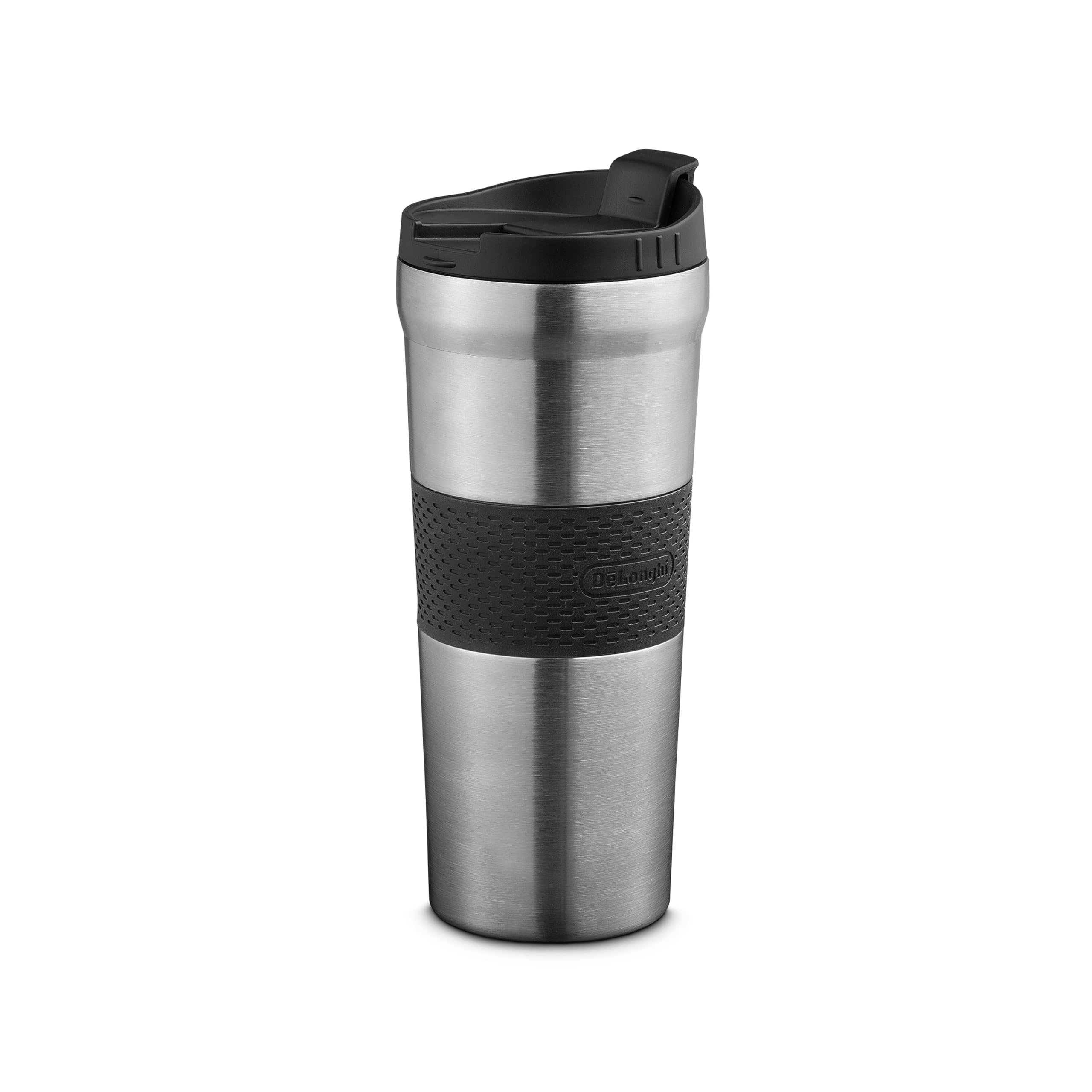 De'Longhi Tasse de voyage thermique en céramique à double paroi + couvercle en silicone, 300 ml, thème aventurier