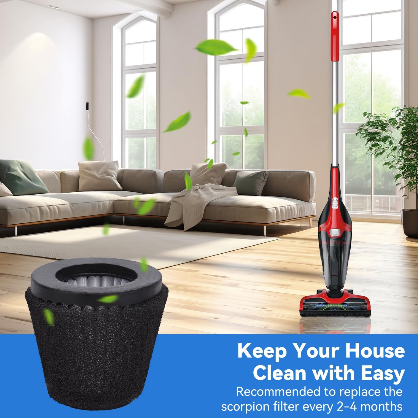 F117 Replacement Filters Compatible with Dirt Devil Scorpion Models SD20005RED SD30025B BD22025, Compare to Part# AD40117 (3 Pack Hepa Filter & 3 Pack Sponge Filter) - Image 7