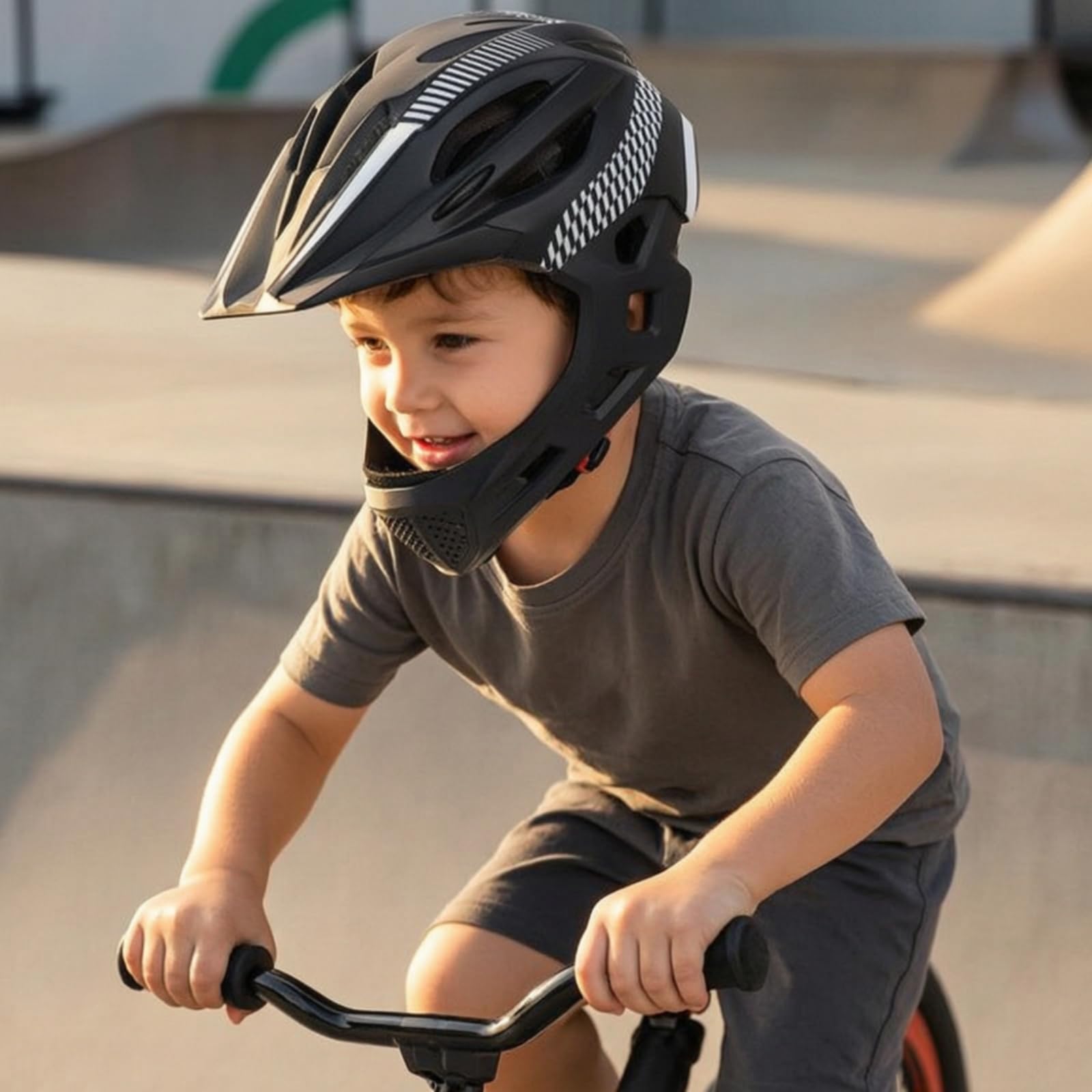 Harilla Casco da Bici con Mentoniera Resistente Casco con Mentoniera Durevole per Pattinaggio, Arancio Graffiti