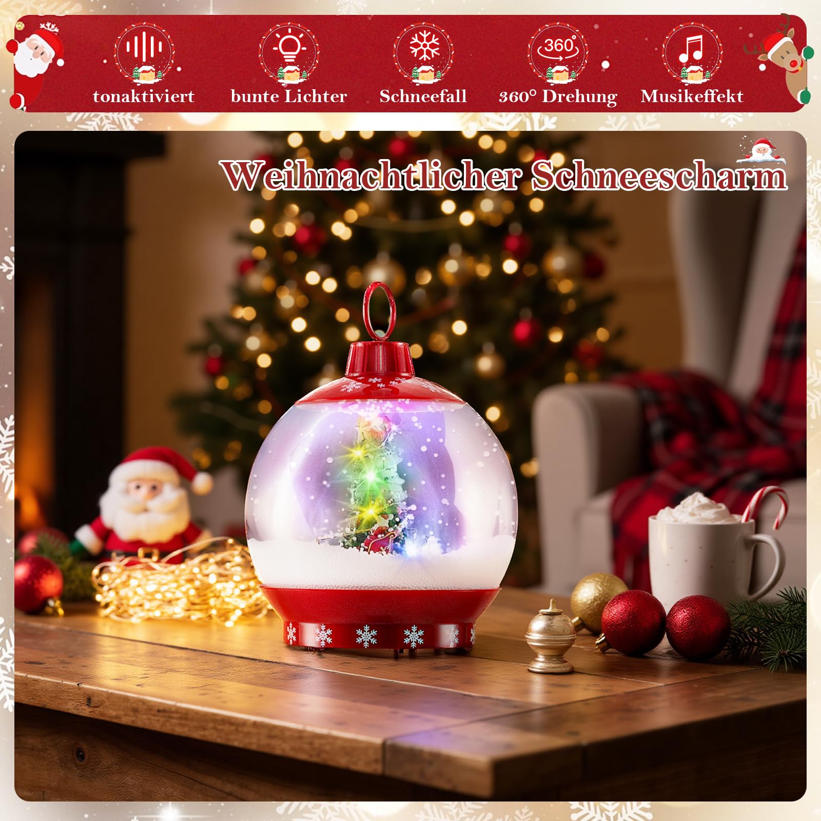 GYMAX 170 cm Weihnachten Wegeleuchte, Weihnachtslaterne mit LED-Licht & Musik, Weihnachtsstraßenlampe mit Schneefunktion, Weihnachtsdeko für Zuhause & Veranda
