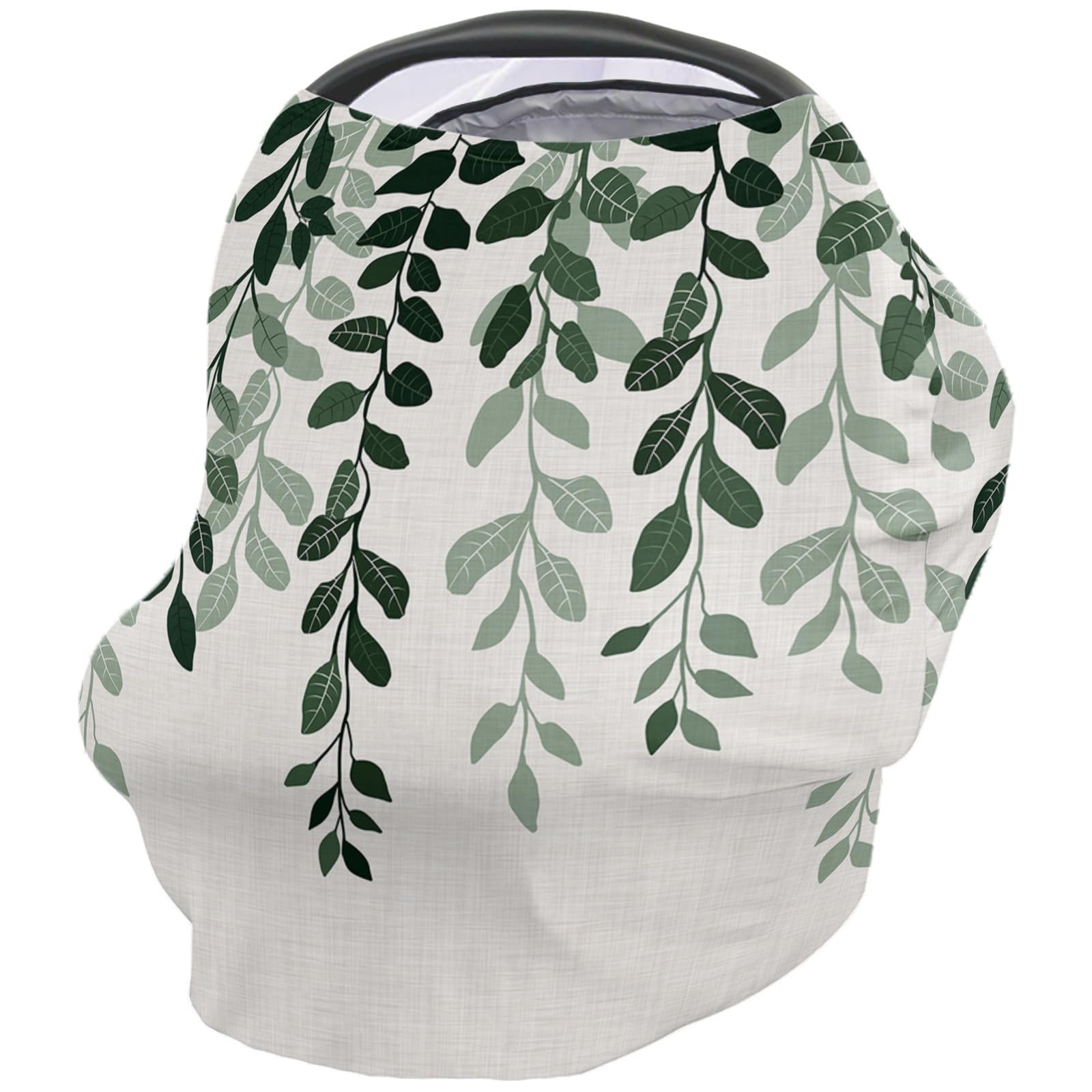 Nursing Cover for Breastfeeding Scarf, Dark Green Leaves Gradient Retro Baby Car Covers Super Soft Multi Use for Canopy Shopping Cart Cover Blanket Stroller Cover