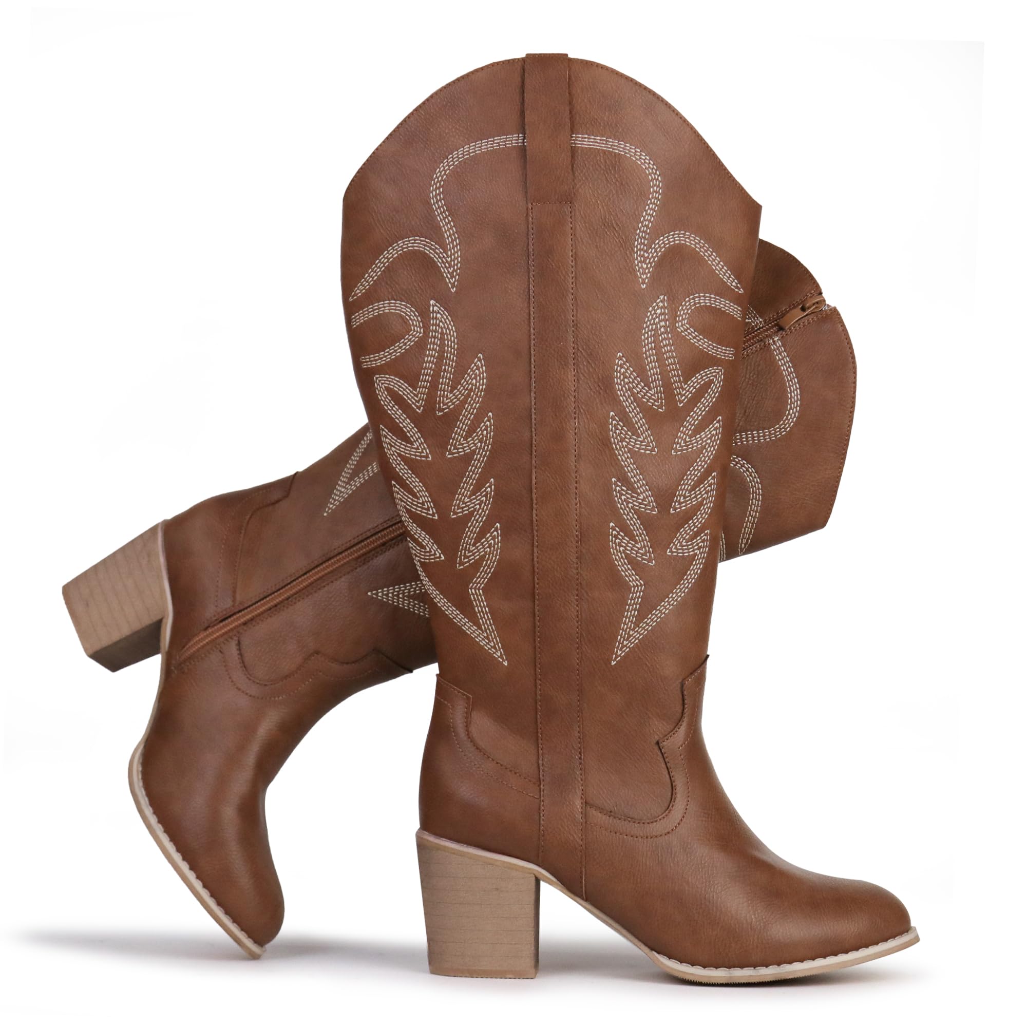 Womens Extra Wide Calf Cowboy Boots Embroidered Western Cowgirl Knee High Boots