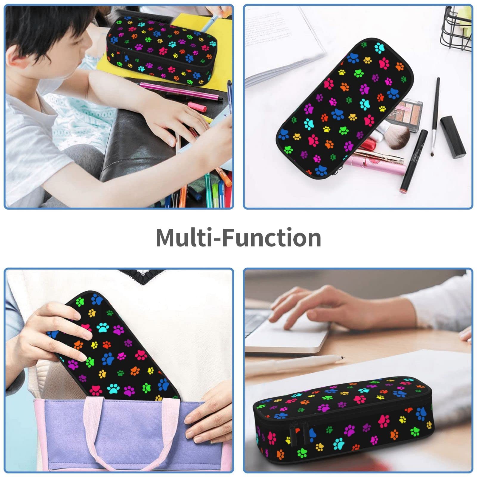 Perinsto Colorido estuche de lápices de patas de animales de perro de gran capacidad, caja de papelería, estuche para lápices, organizador de escritorio para la escuela, oficina, hogar, Patas de perro