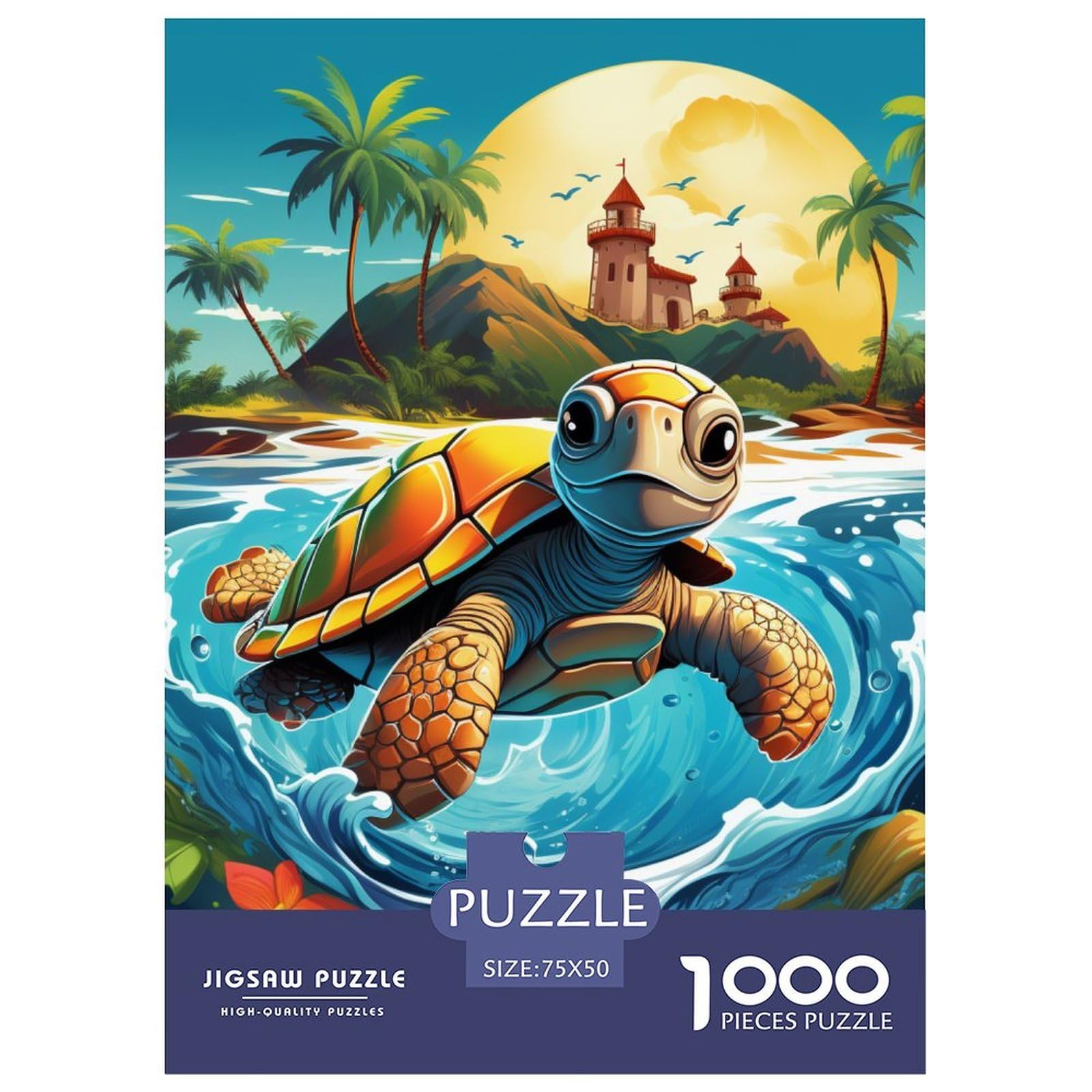 Puzzle Reofrey 1000 Piezas – Tortuga Oceánica, Formas Irregulares Y Letras De Ayuda