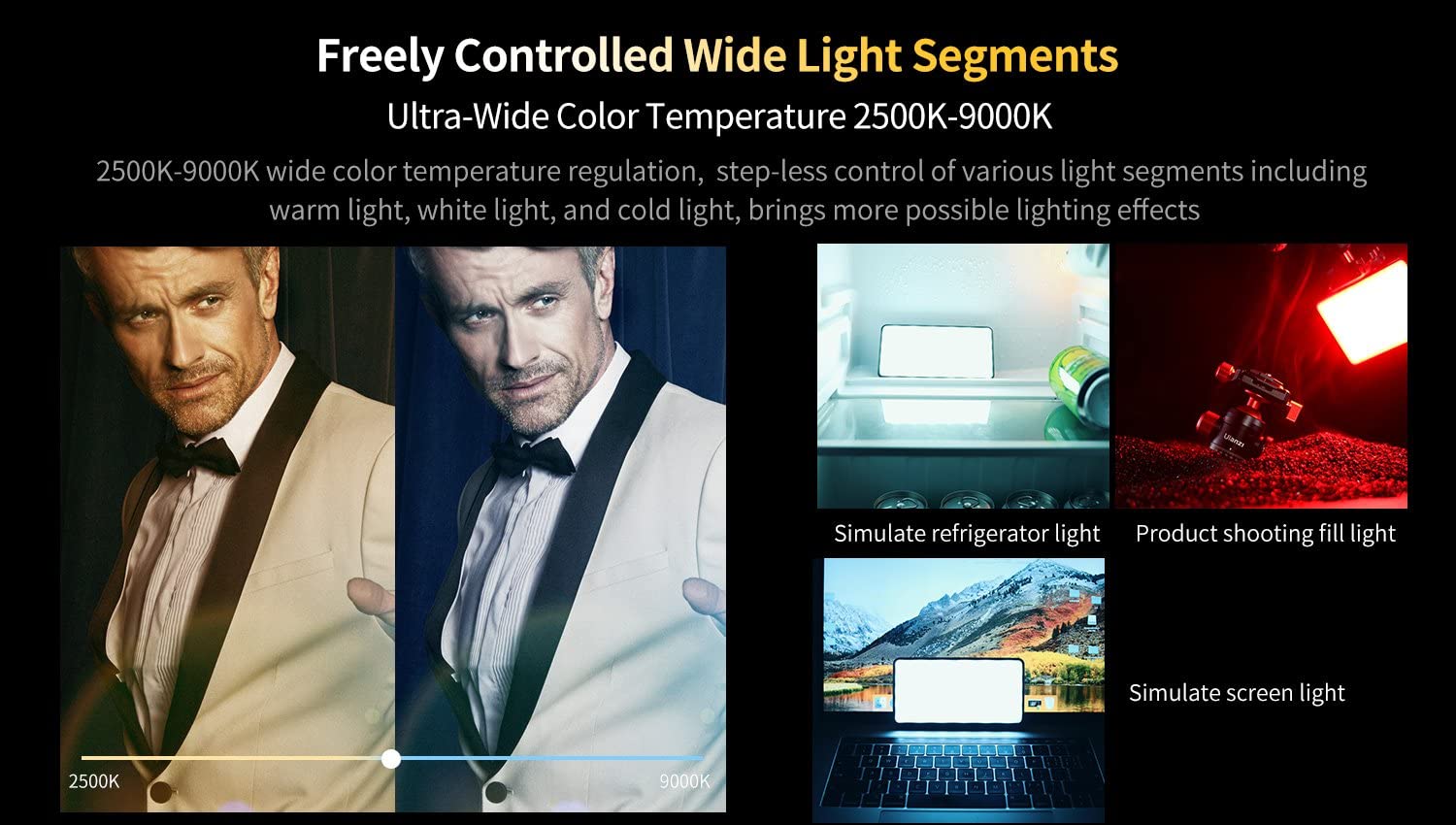 Ulanzi VIJIM VL196 - Lampada LED RGB multicolore per fotocamera e smartphone, con temperatura colore regolabile (RGB + 2500 K-9000 K) e batteria da 3000 mAh per Vlog Studio Streaming