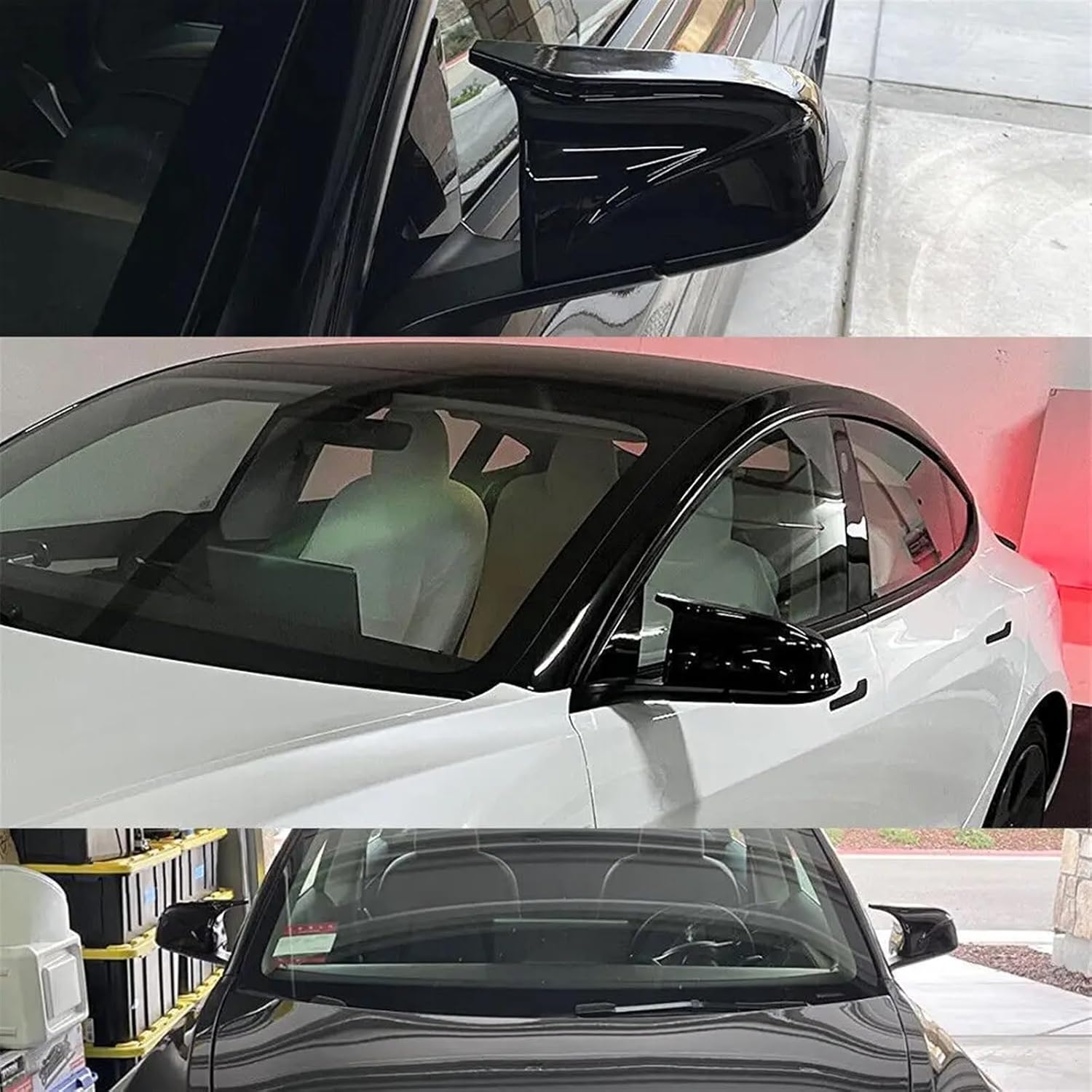 Compatible For Tesla Model 3 2017-2021 Replacement Car Rearview Side Mirror Cover Wing Cap Exterior Door Case Trim Carbon Fiber Look Black (Color : Carbon Fiber)