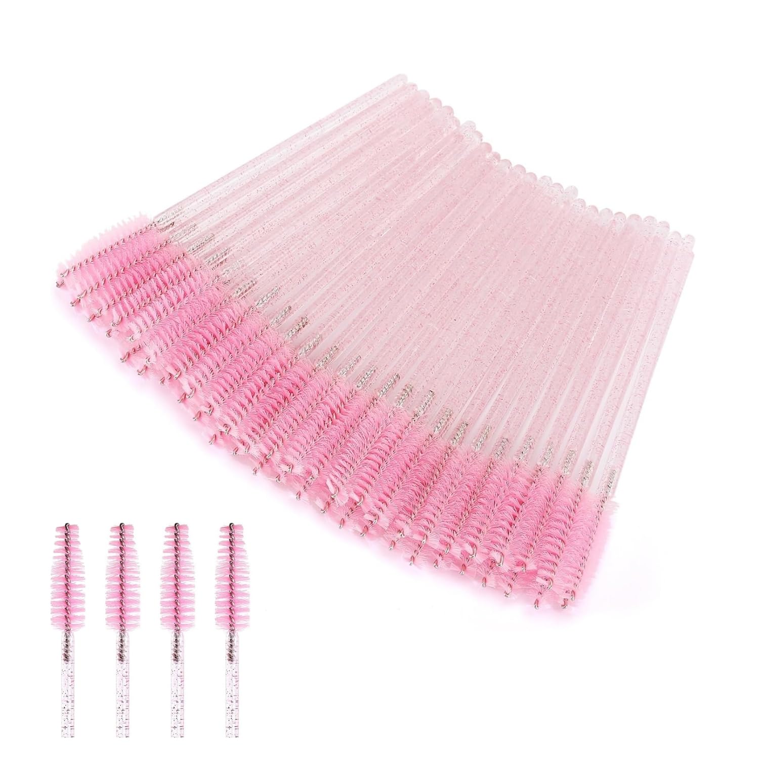 100-Pack Pink Disposable Spoolie Brushes – Eyebrow & Mascara Wands, Lash Comb, Eyelash & Eye Makeup Applicator, Crystal Handle, Professional Makeup Brush Tool-picture-37
