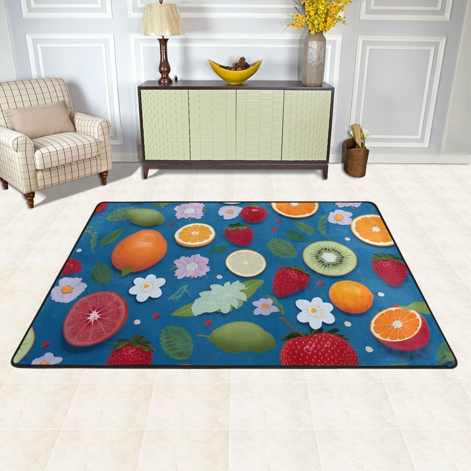 Tapis de sol cuisine lavant antidérapant grand tapis bleu 91x61