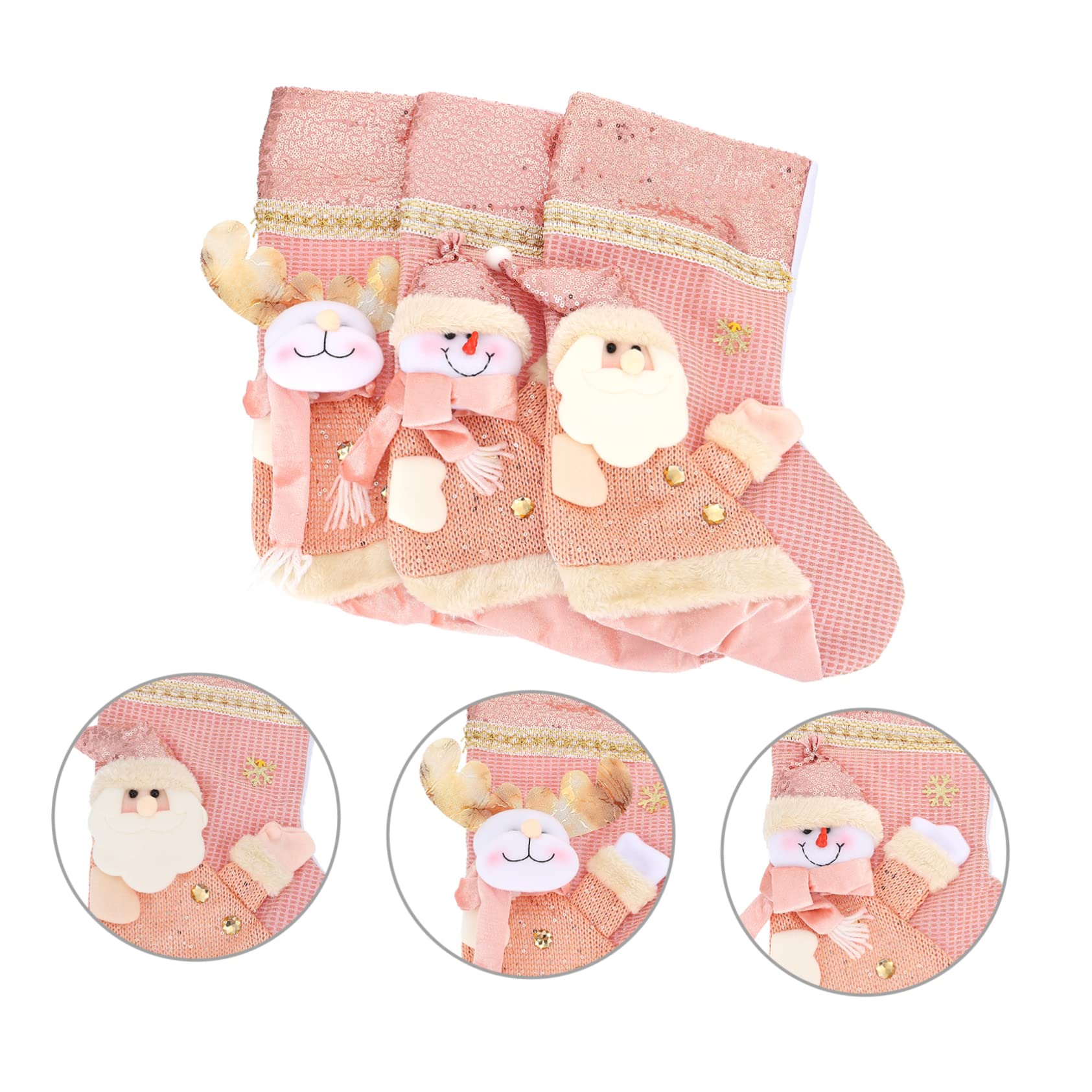 3piezas Medias Navideñas Colgantes Diseño De Caricaturas para Decoración De y Dulces Navidad para Árbol y Fiestas Infantiles