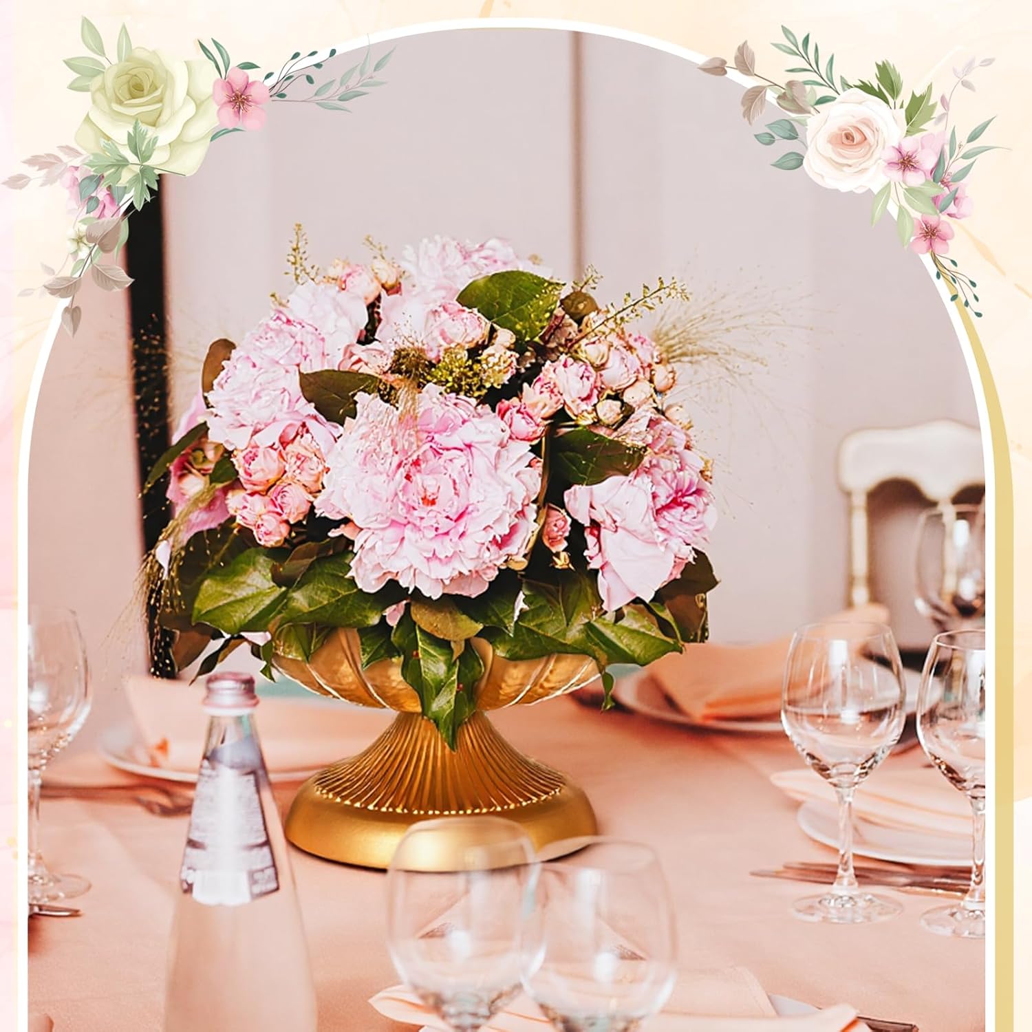 4 Pcs Metal Compote Bowl for Centerpiece Flower Holder Compote Vase Indoor Outdoor Flowers Fruits Plant for Christmas Wedding Home Party Decoration (7 Inch,Stylish)