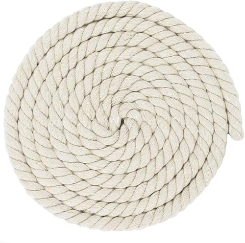 Miniatura 9 de Cuerda de algodón trenzado natural, suave pero fuerte, colores surtidos, 12 pulgada de diámetro (gris oscuro, 10 pies)