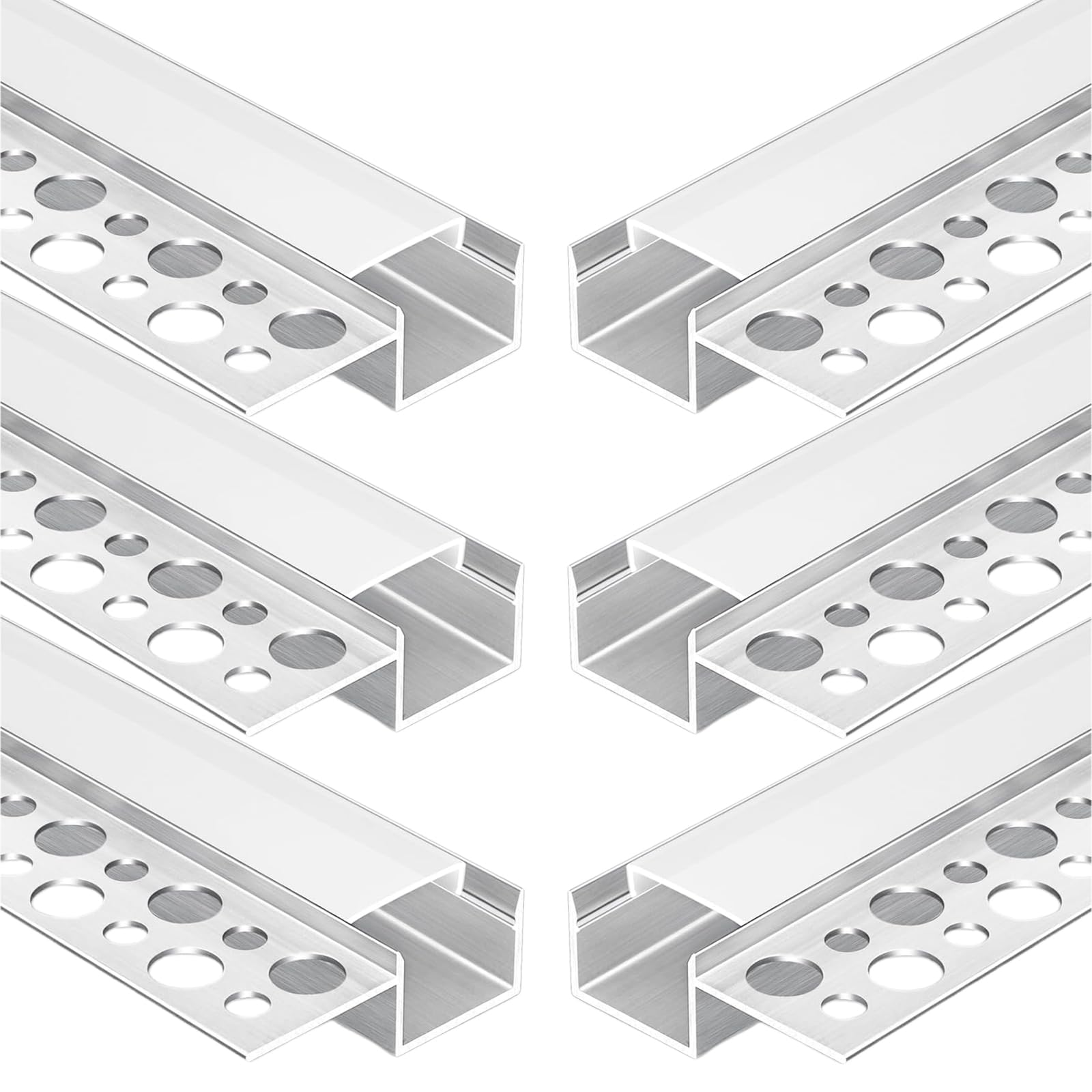 LED Putzprofil 1m 6er Set, flächenbündiges Aluminium Einbauprofil