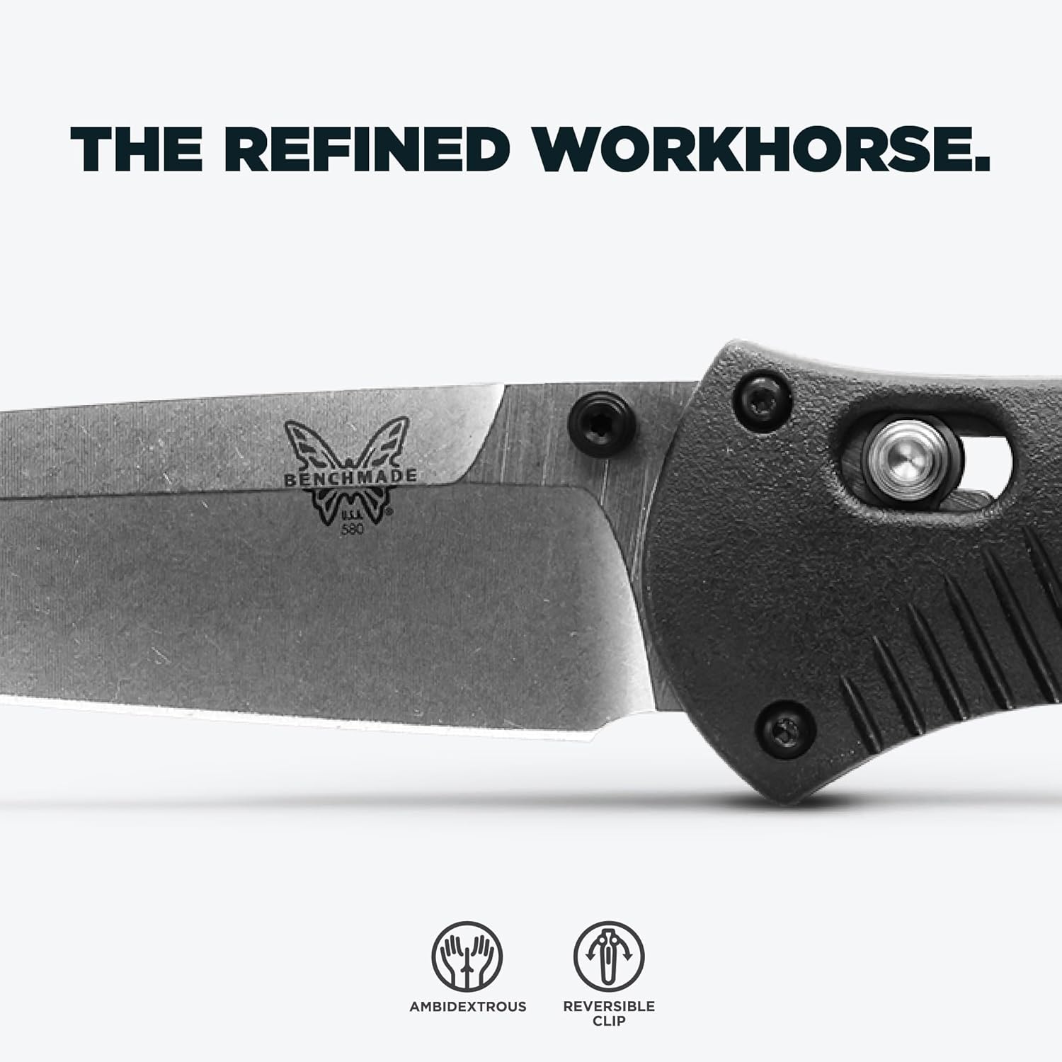 Benchmade - Barrage, Tactical, Every Day Knife, Plain Edge, Drop-Point Blade with Black Valox Handle (580)