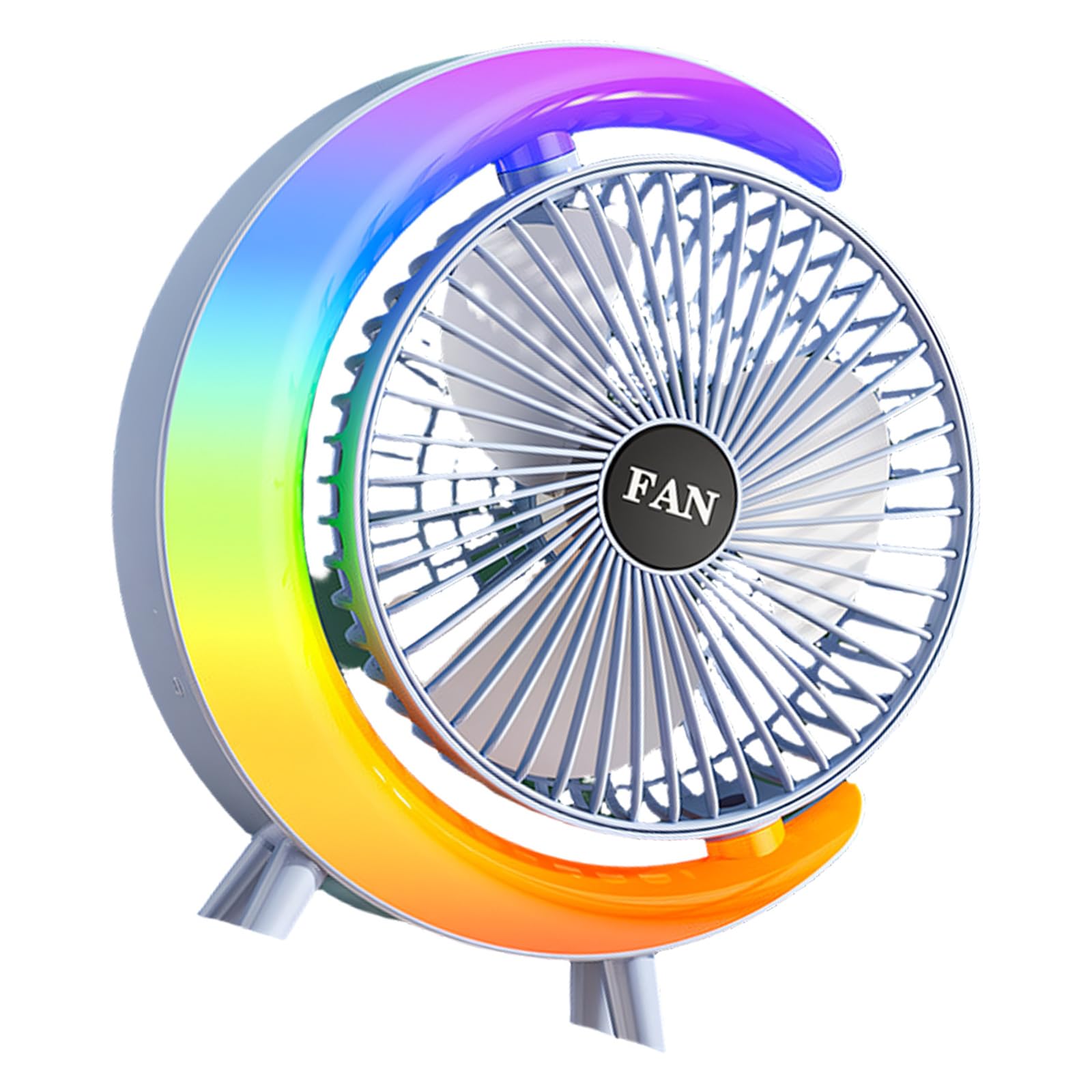 kokdid Powerful Rechargeable Portable Shaking Head Desktop Fan with LED Light Low Noise for Bedroom Dorm Camping Kitchen