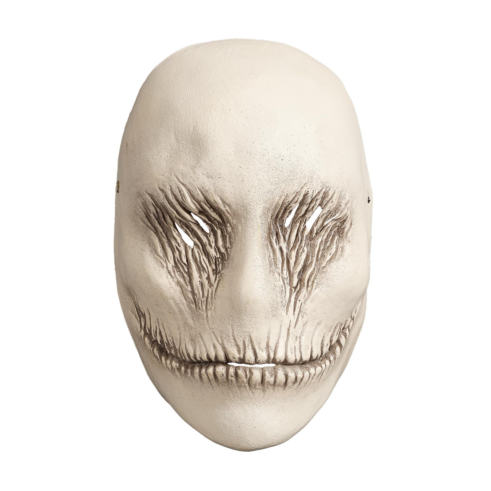 Pigmiss Scary Demon Mask Smiling Killer White Ghost Mask Full Face Latex Prop for Halloween Performances and Dress Up