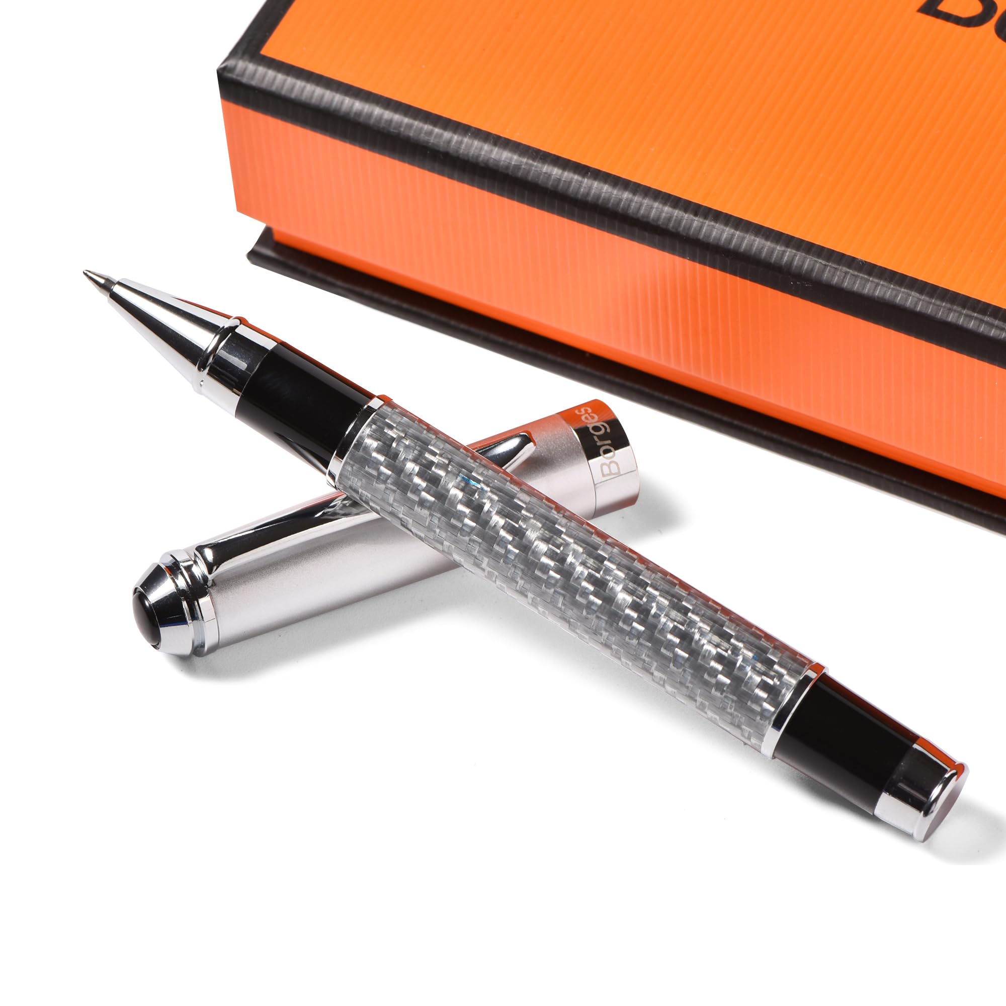 Borges Write Your Legacy Carbon Fiber Ballpoint Pens (Set of 2, Silver)