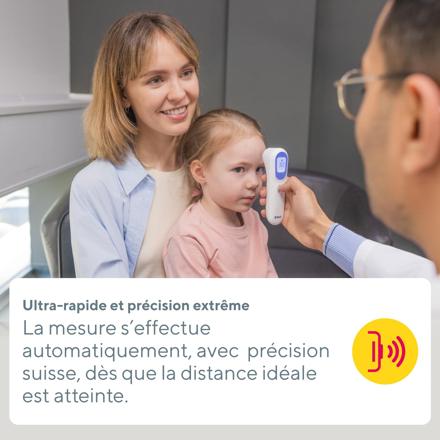 Thermomètre Infrarouge B.Well TH-7000 | Sans Contact 3en1 Médical | Qualité suisse, Capteur de distance intégré pour mesure précise sans contact du corps, objets et température ambiante