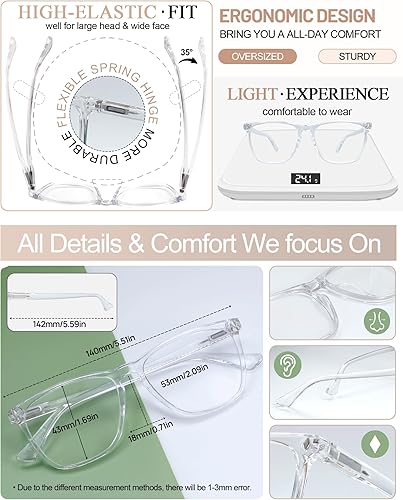 Miniatura 4 de MARE AZZURO Anteojos de lectura grandes para hombres ligeros para lectores 1.0 1.25 1.5 1.75 2.0 2.25 2.5 2.75 3.0 3.5 4.0 5.0 6.0