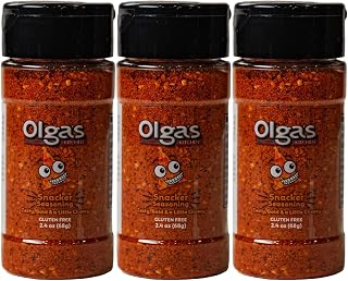 OLGA’S Snackers Seasoning Blend, Signature Pita Snack Flavor with Romano Cheese, Garlic, Sesame & Poppy Seeds, Great on Popcorn, Chicken, Veggies – 2.4 oz Jar (3-Pack)
