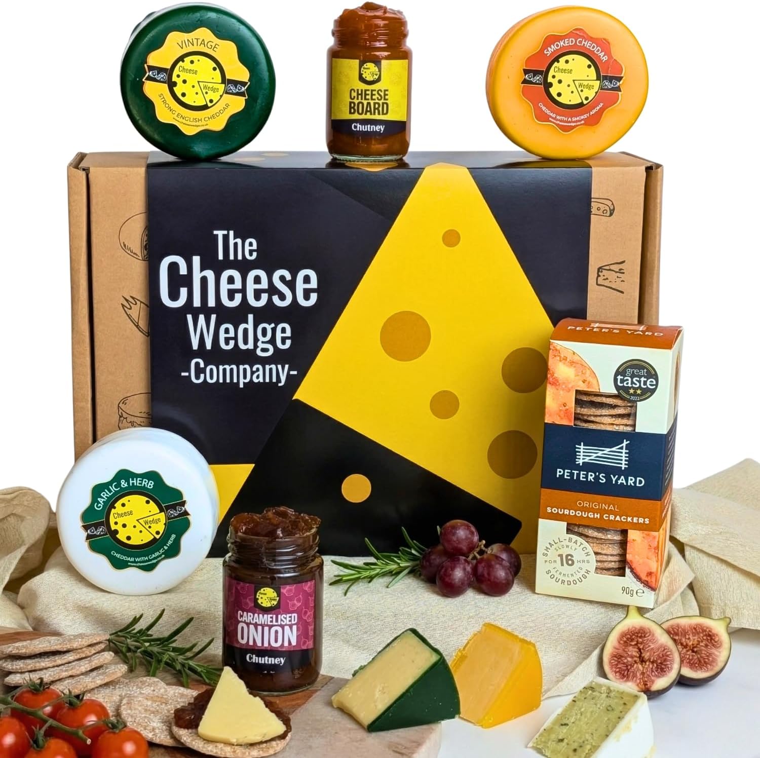 Luxury Artisan Cheese Hamper Gift Set | 6 Gourmet Items Including ...