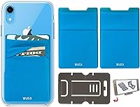 Vista 1 de Cartera para tarjetas de teléfono con bloqueo RFID, doble bolsillo seguro, ultradelgada, autoadhesiva, funda para tarjetas de crédito, calcomanía