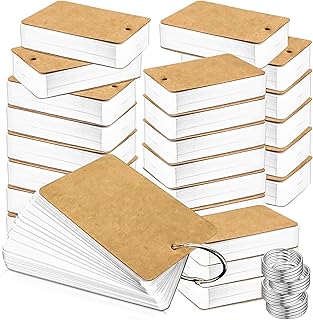 بطاقات فلاش تعليمية فهرسة صغيرة وفارغة بلون أبيض ومقاس 5 × 9 سم مع حلقات مبطنة مناسبة للدراسة واللوازم المدرسية والكلية من موتباك، مجموعة من 1000 قطعة