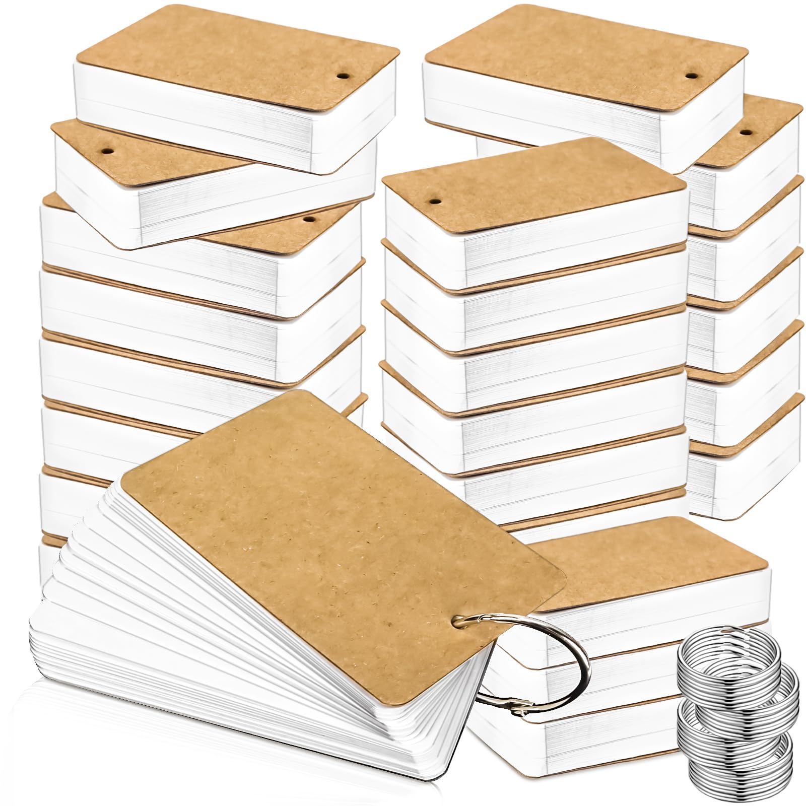 Karteikarten, 5,1 x 7,6 cm, mit Ring, liniert, Notizkarten, Mini-Karteikarten, 5 x 7,6 cm, weißer Kartenblock, 5 x 7,6 cm, Notizkarten für Studium, Schulbedarf, College, 1000 Stück