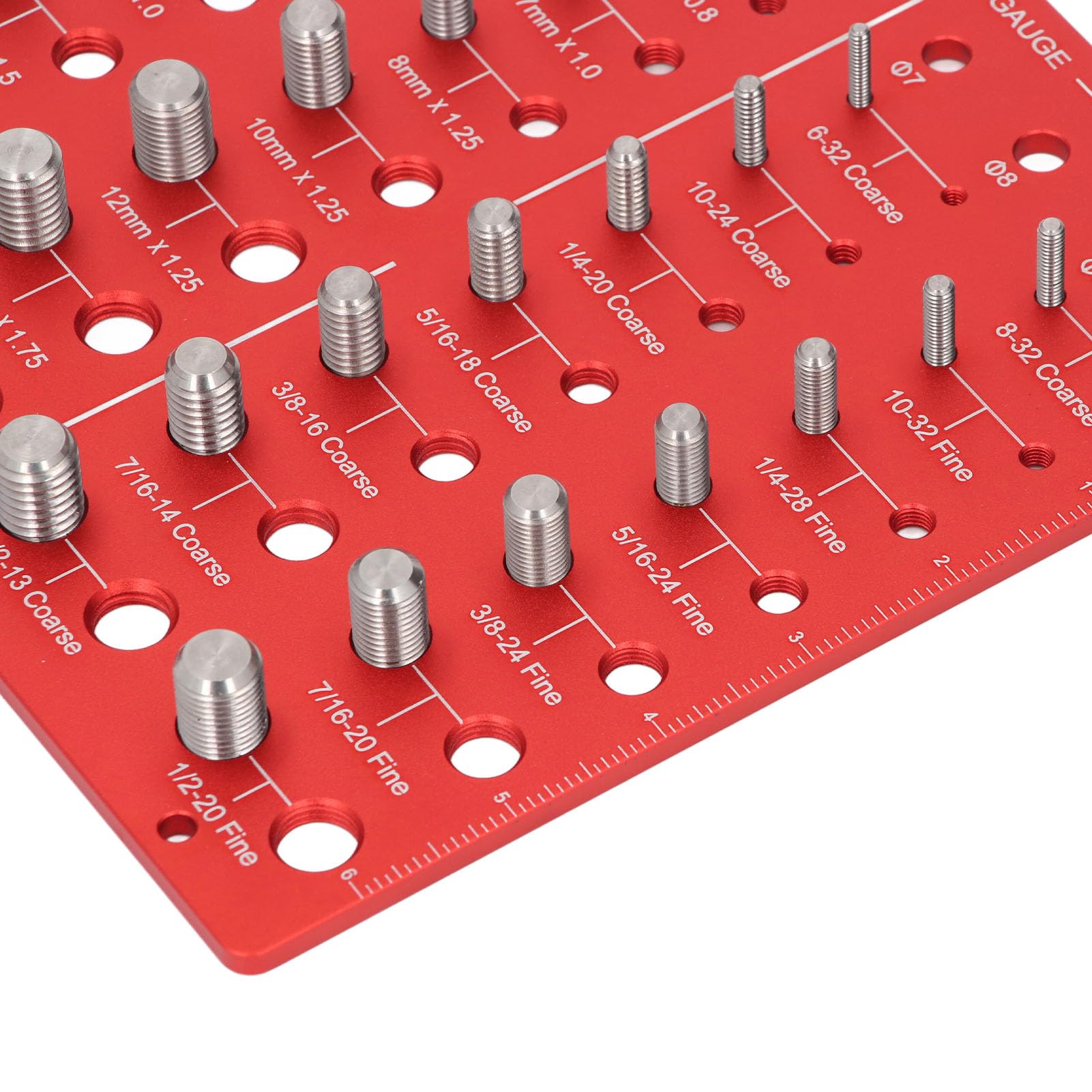 Testeur De Filetage, 28 Tailles de Filetages et 8 Tailles de Tonalités, Vérificateur Filetages en Aluminium, Nut & Bolt Thread Checker, pour Mesurer Dimension des Écrous et des Boulons