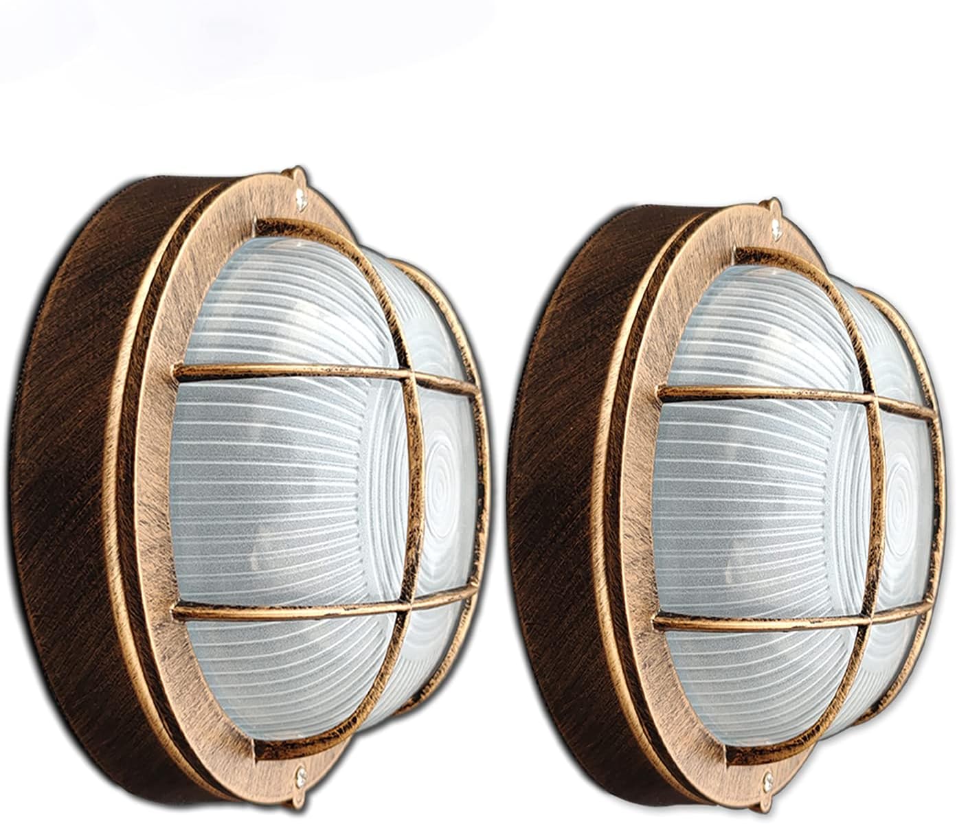 2 Packs Retro Industrial Wall Light, Round Bulkhead Light, IP54 Rated Outdoor Waterproof Wall Lamp, Nautical Aluminum Wall Sconce, Indoor Or Outdoor Light, Garden, Shed, Workshop, Patio and Garag