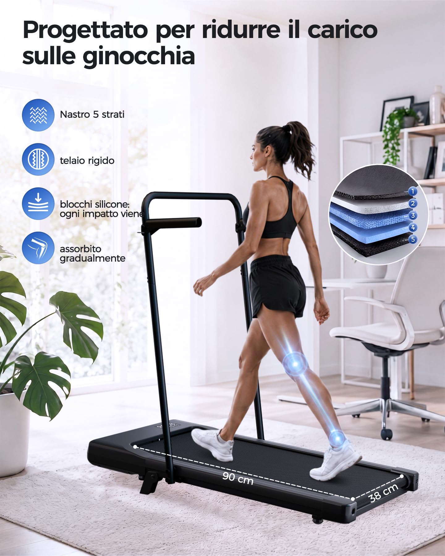 Copant Raceable Cinta de Correr para Oficina y Casa, Cinta de Andar 2,5 HP, Walking Pad Capacidad de Peso 136KG, Cinta Caminar Passadeira, Adecuado para Dispositivo Portatil Alta Tecnología