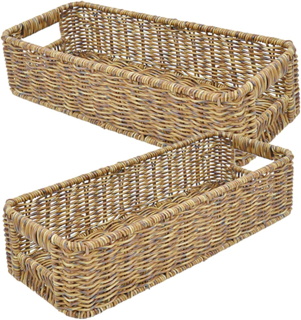 2pcs Woven Cutlery Basket Utensil Container for Kitchen Organization Deep Spice Jar Storage Chopstick Rack for Convenient Storage