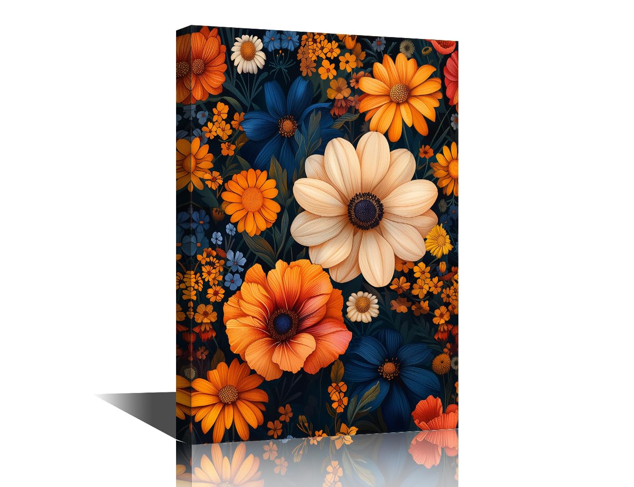 TISHIRON Vintage Wall Art for Living Room Blossom Canvas Wall Decor Flowers Canvas Painting with Wooden Frame Colourful Wall Decor for Bedroom Decor 12" Wx18 Hx1 Panel