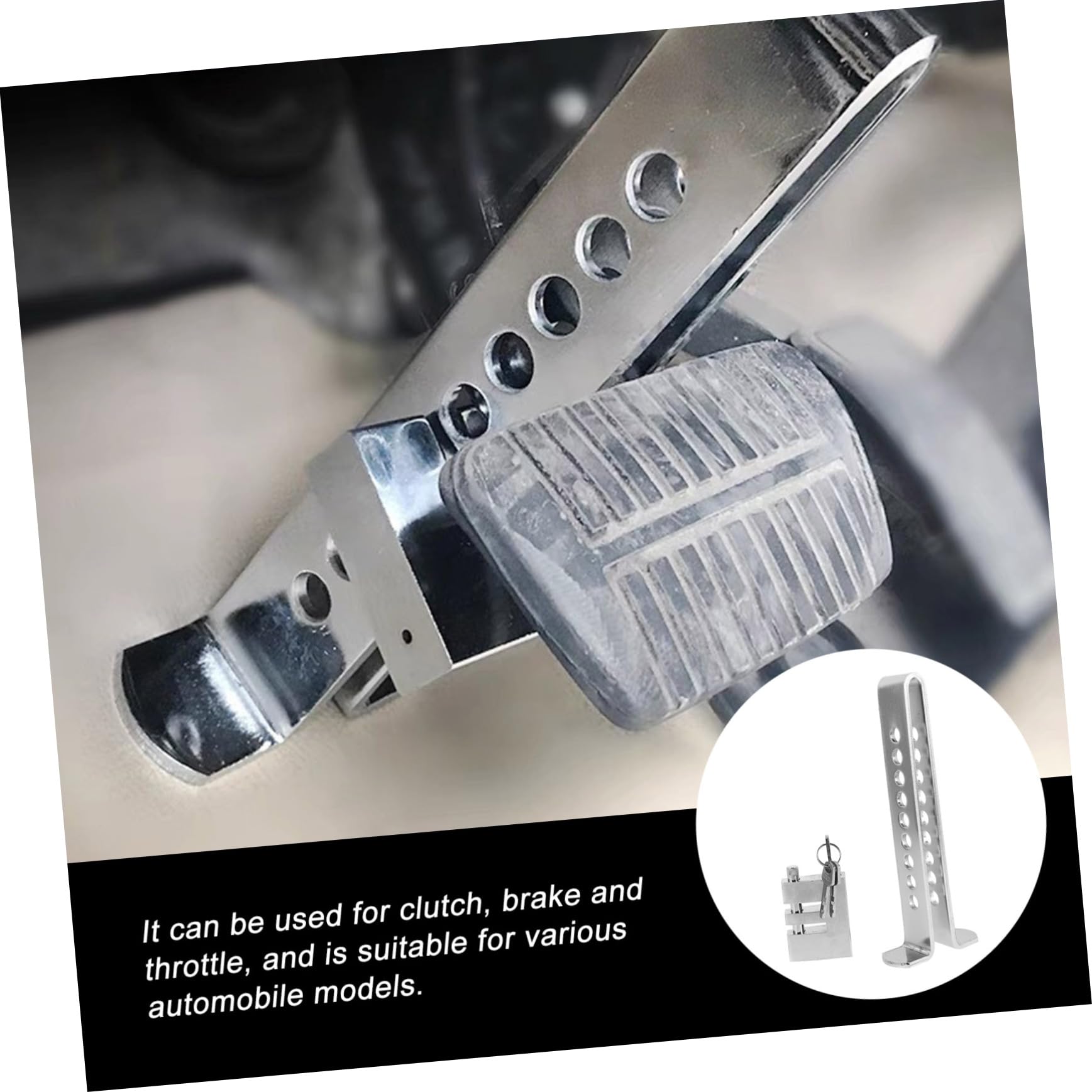 Antivol de Volant de Voiture U en Fer Réglable Rétractable Argenté | Sécurité Auto, pour Volant et Frein, Design Multifonction, Format Ajustable, Structure Robuste