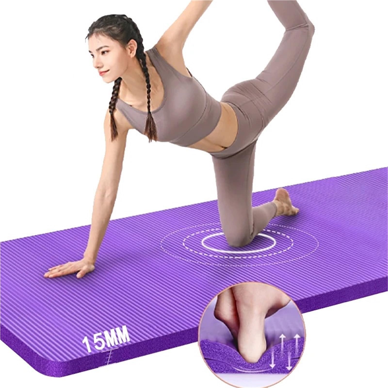 Tappetini Yoga 15 MILLIMETRI//20 Millimetri di Spessore Antiscivolo Yoga Zerbino Sport Fitness Zerbino Sport A Casa Pilates Ginnastica Esercizio Ginnastica(185X60X1cm Pink)