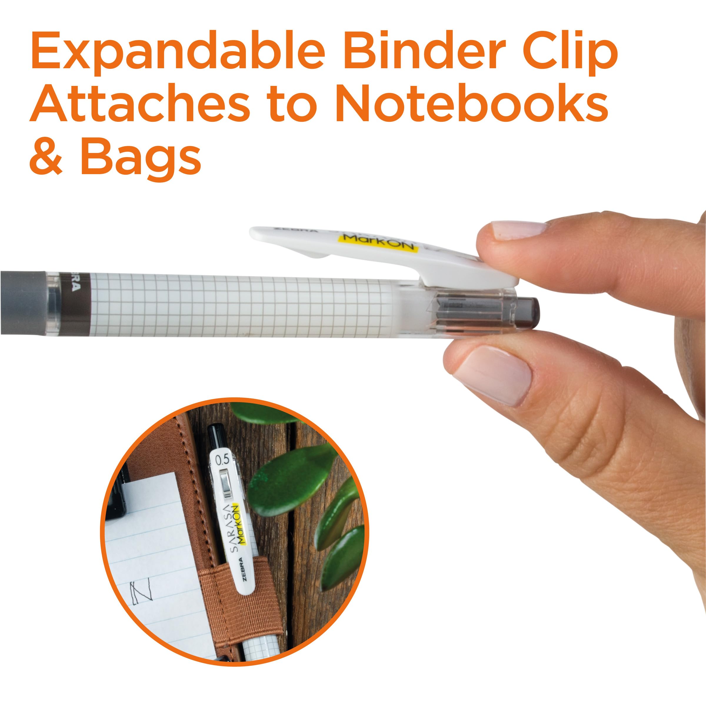 Zebra Pen Sarasa Mark ON Gel Pen 0 5mm Fine Point Retractable Black Ink Smear-Resistant Ink for Highlighting — view 5