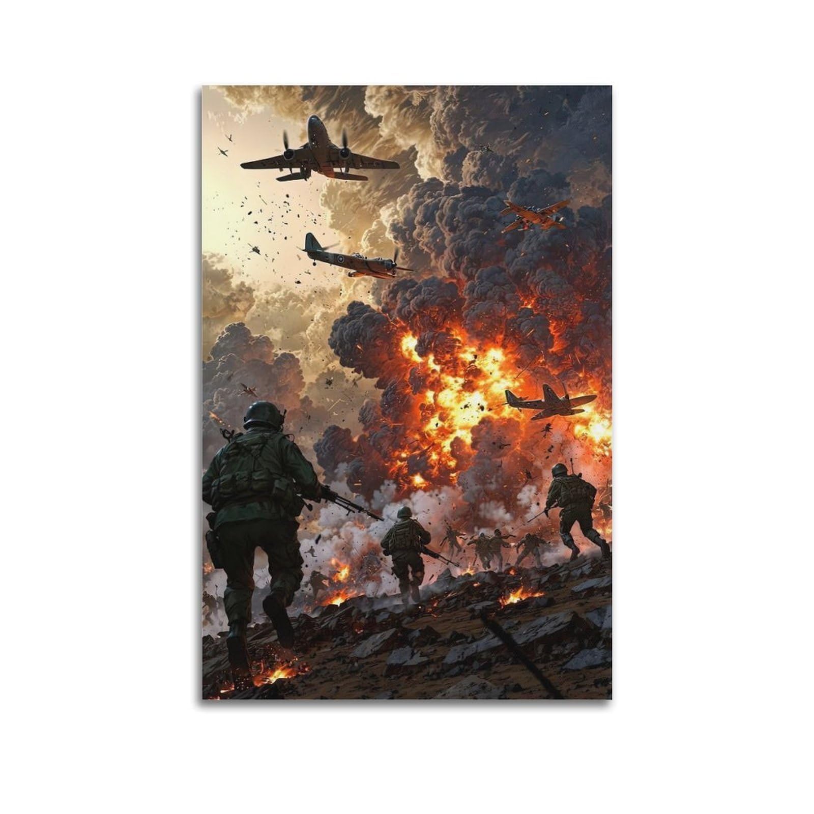 OKAHYS Vintage Military War Poster World War II History Decorative Painting Canvas Wall Artworks Picture 12x18inch(30x45cm)