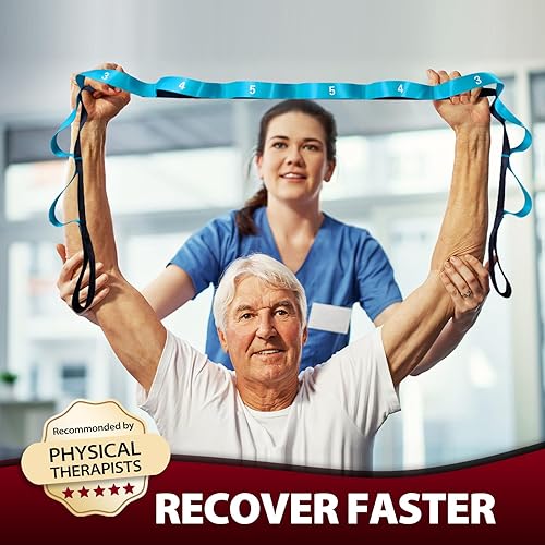 Miniatura 5 de Correa de estiramiento con 10 bucles, correa de yoga para terapia física, entrenamiento en casa, entrenamiento de pilates y flexibilidad, banda