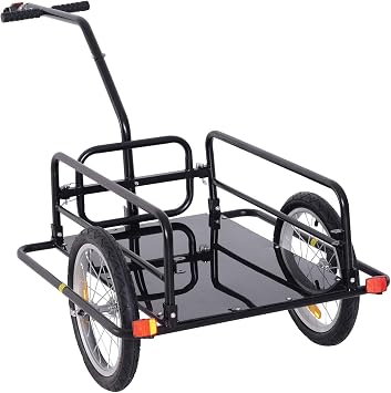 Black Folding Cargo Trailer with Seat Post Hitch for Quick Easy Attachment to Bicycle Can Fit Most Bicycles Quick Release Wheel Storage Cart for Transportation of Luggage Tools Groceries Space Saving
