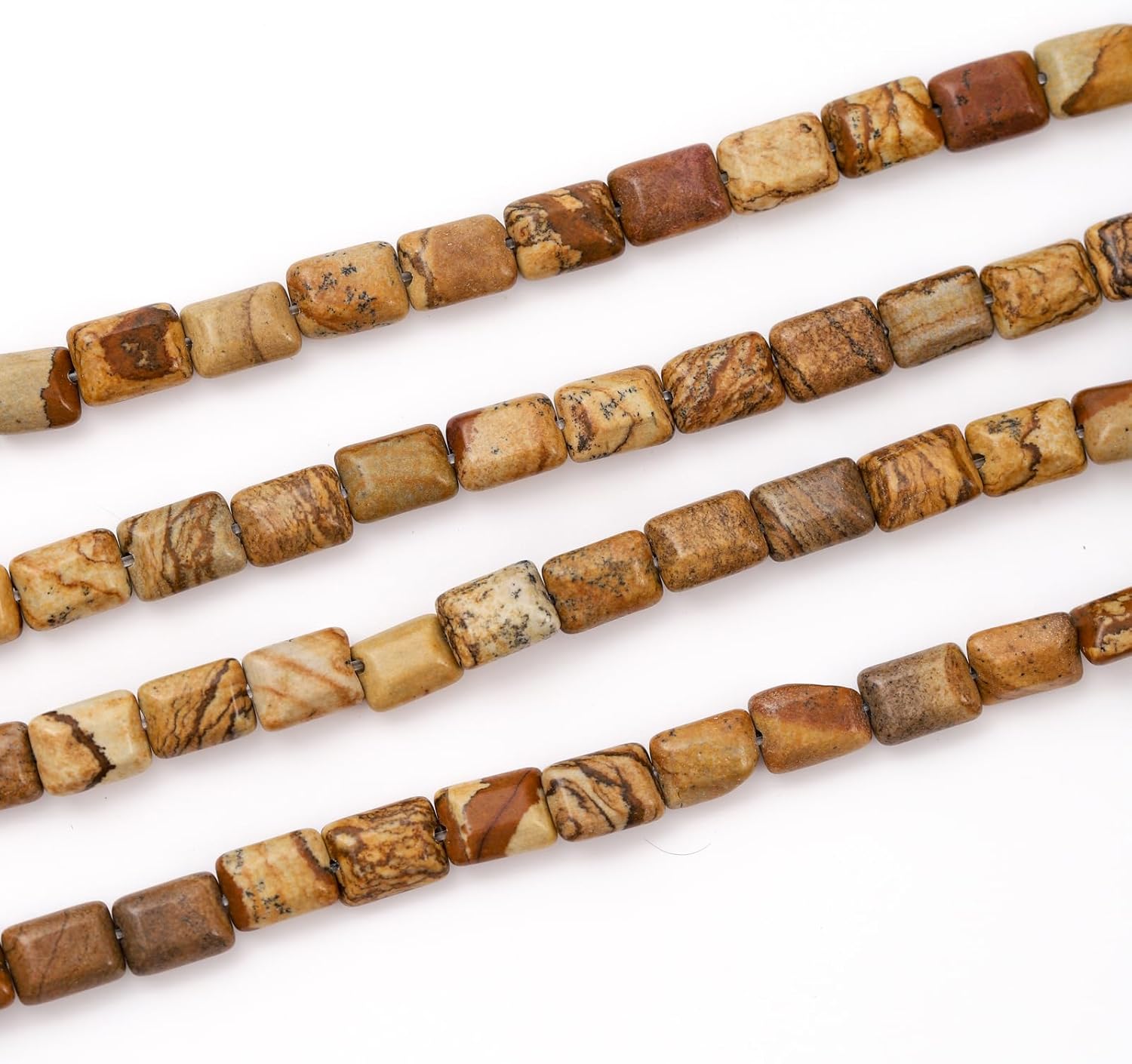 6×8mm Natural Brown Picture Flat Square Stone Beads Rectangle Healing Crystals Loose Gemstone Beads for Jewelry Making DIY Bracelets Necklaces - Image 3