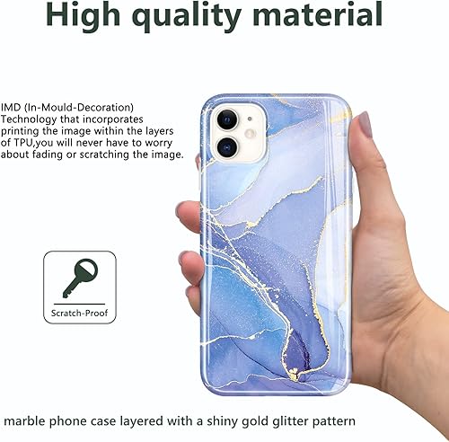 Miniatura 2 de JIAXIUFEN Diseñada para iPhone 11, funda dorada con purpurina de mármol, delgada, a prueba de golpes, funda de silicona de goma suave TPU de 6.1