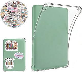 Case for Kindle 2024/2022 + 50 Stickers 6" Transparent Protective Case for E-reader 11th Generation, [Shock Absorbent] Soft Silicone Case Ultra Thin [Anti-Scratch]