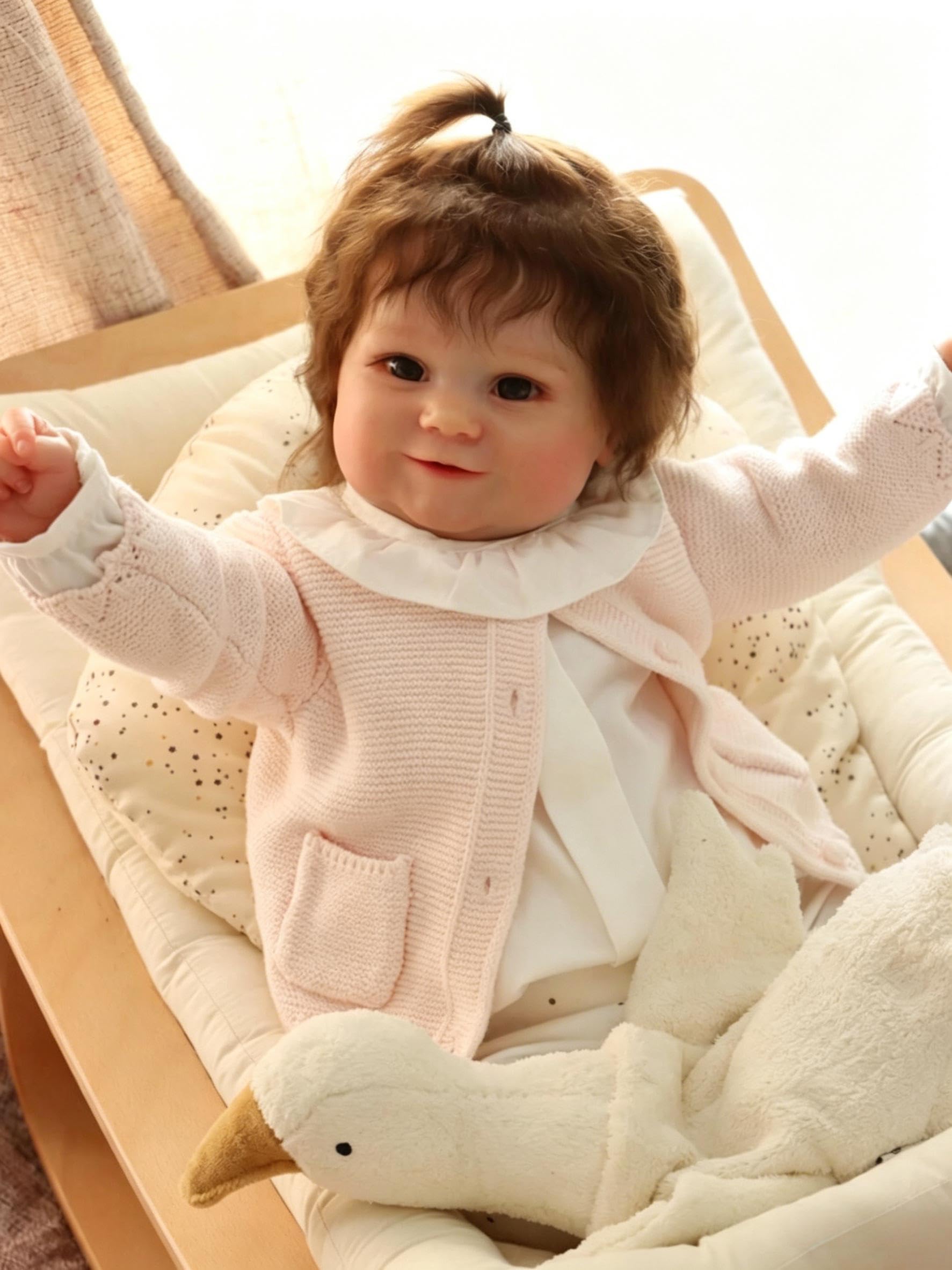 RXDOLL Realistyczne lalki Reborn Baby Dolls Girl Cloth Body Baby Dolls, 61 cm, realistyczne lalki niemowlęce, które wyglądają jak prawdziwe, miękkie winylowe silikonowe lalki Reborn z ukorzenionymi
