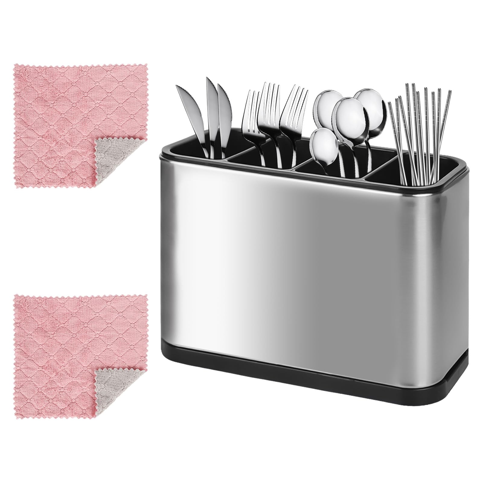 Relaxdays Portaposate In Acciaio Inox, Porta Utensili Da Cucina Da Tavolo 3 Scomparti Scolaposate Da Appendere Argento 90743767