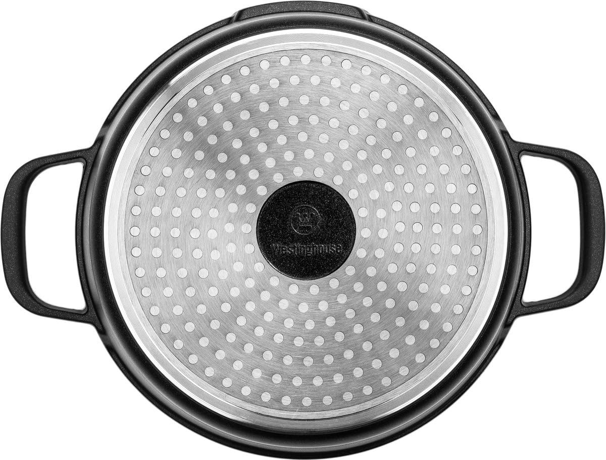 Westinghouse Performance Series Tegame Induzione - Padelle Antiaderente 32cm - Alluminio Pressofuso - Adatto a Tutti i Tipi di Fornelli e Forno - con Manico Morbido al Tatto Acciaio Inox - Nero