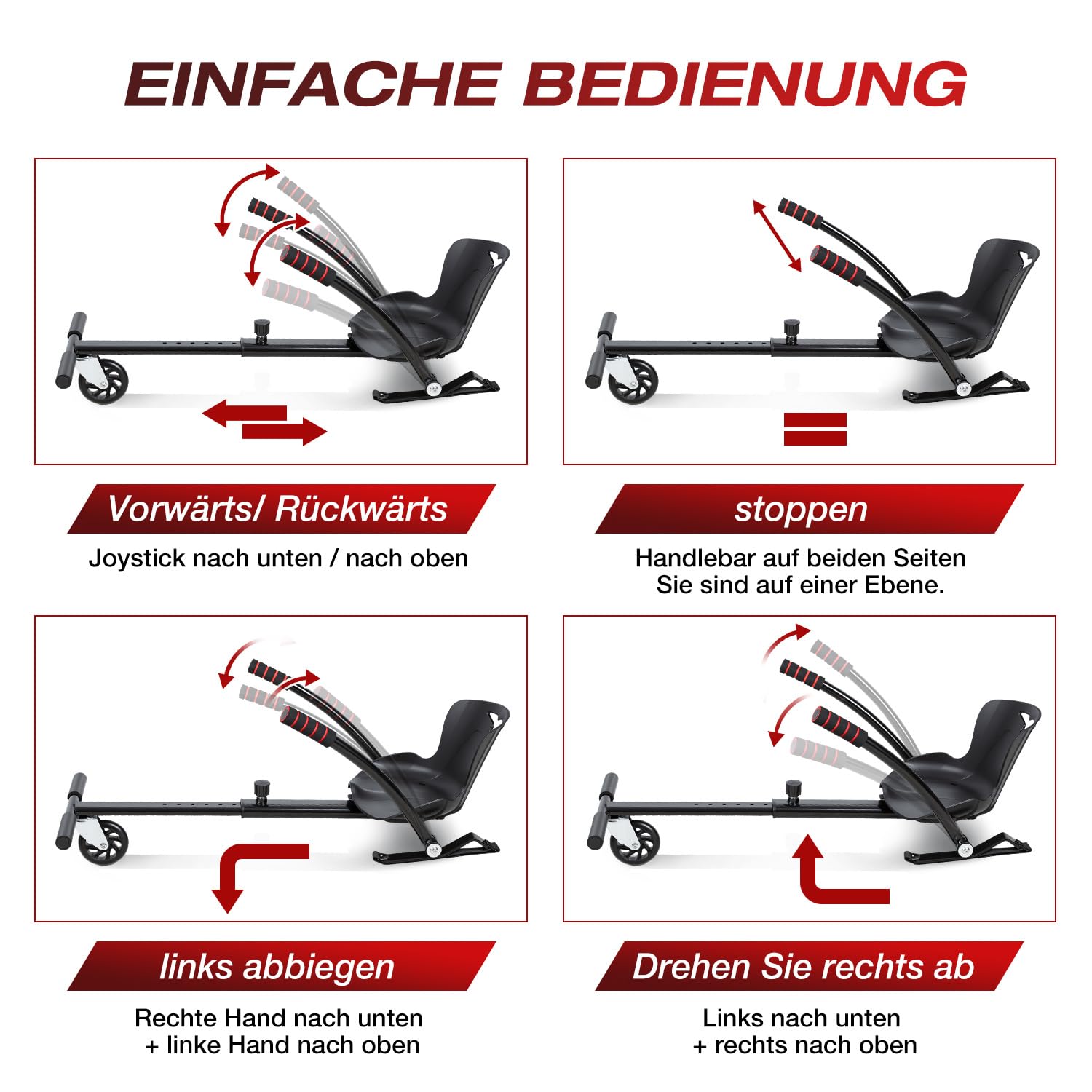 Hoverboard avec siège, siège réglable, compatible avec siège Hoverboard de 16,5 à 25,4 cm, siège de kart pour enfants et adultes, siège ergonomique