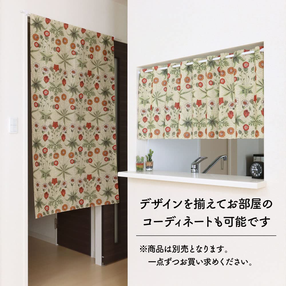 Amazon｜のれん工房 カフェカーテン ウィリアム モリス 小窓 おしゃれ