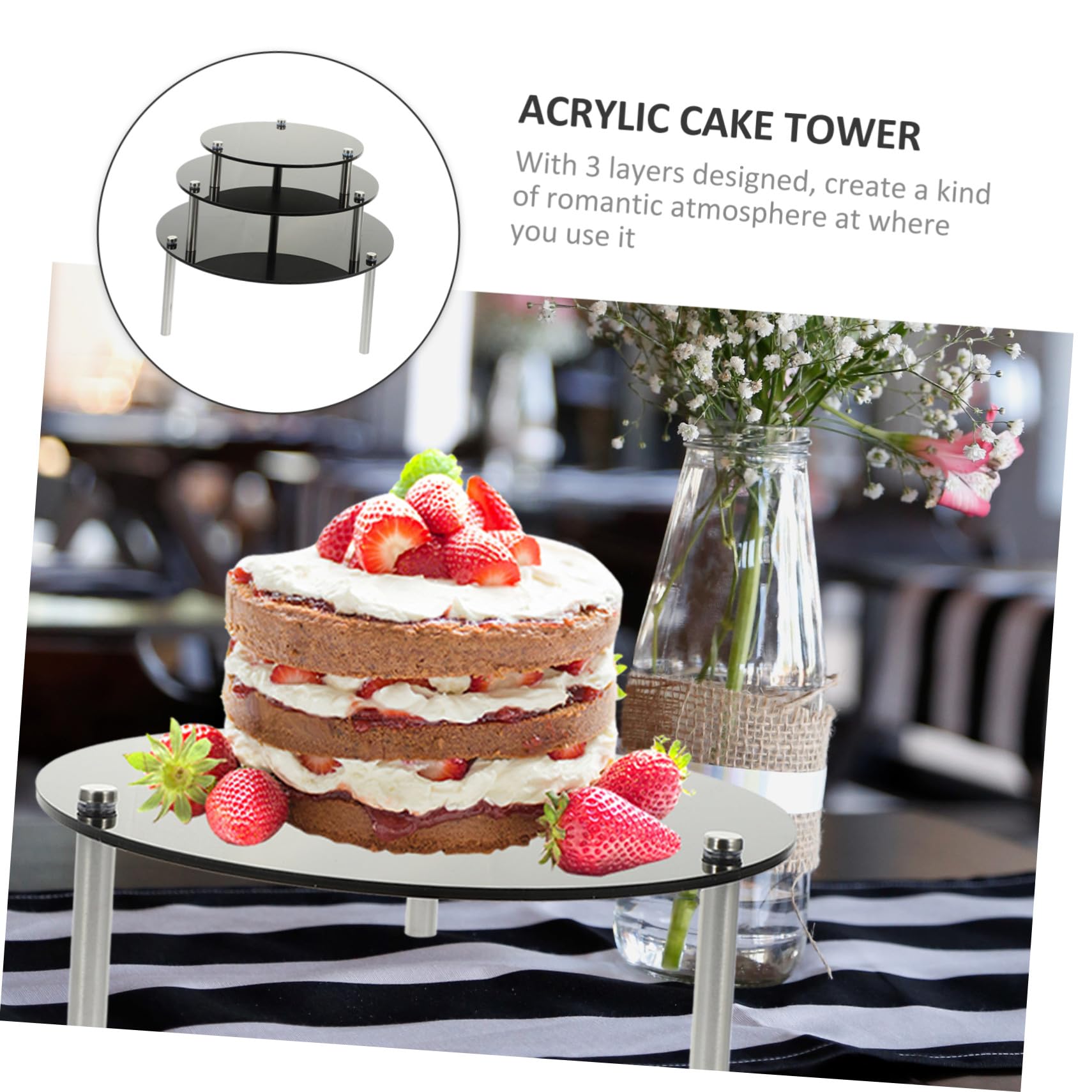 GLEAVI Espositore per Torte in Acrilico a 3 Livelli Nero per Cupcake